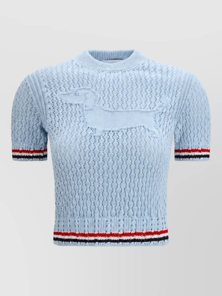Thom Browne pointelle knit short-sleeve jumper