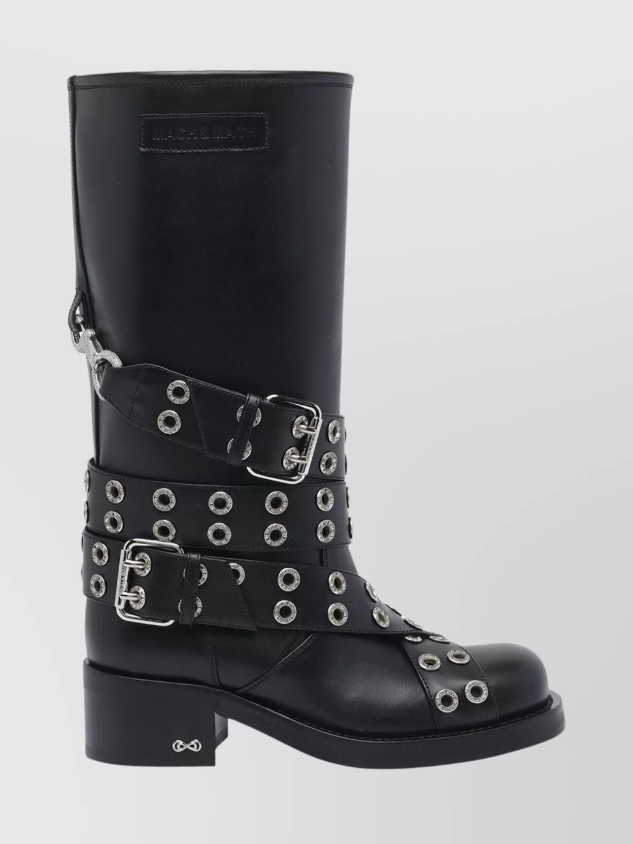 Mach & Mach Vintage Leather Combat Ankle Boots With Buckles