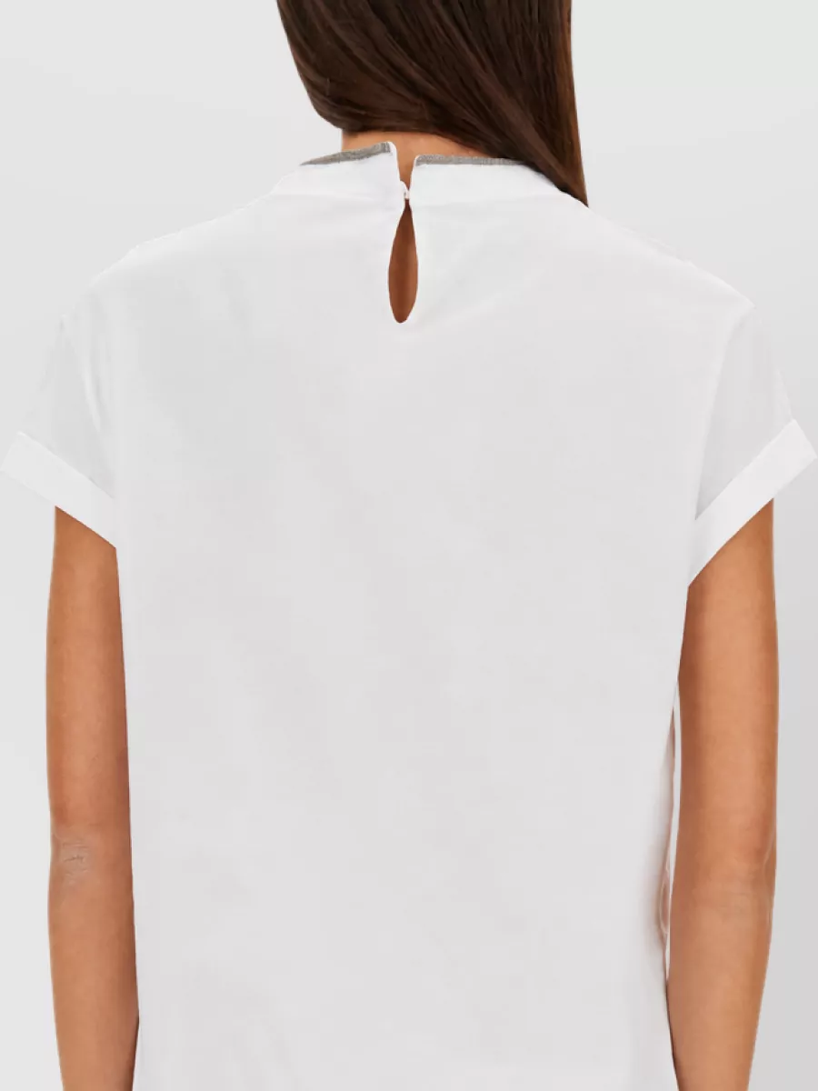 Brunello Cucinelli Cotton Jersey T Shirt Keyhole Neck