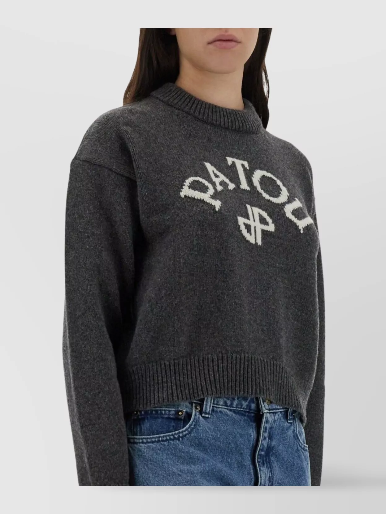 Patou Ribbed Crew Neck Knitwear With Long Sleeves