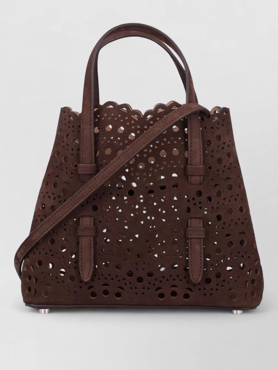 Alaïa Calfskin Nubuck Leather Mina 20 Small Tote Bag
