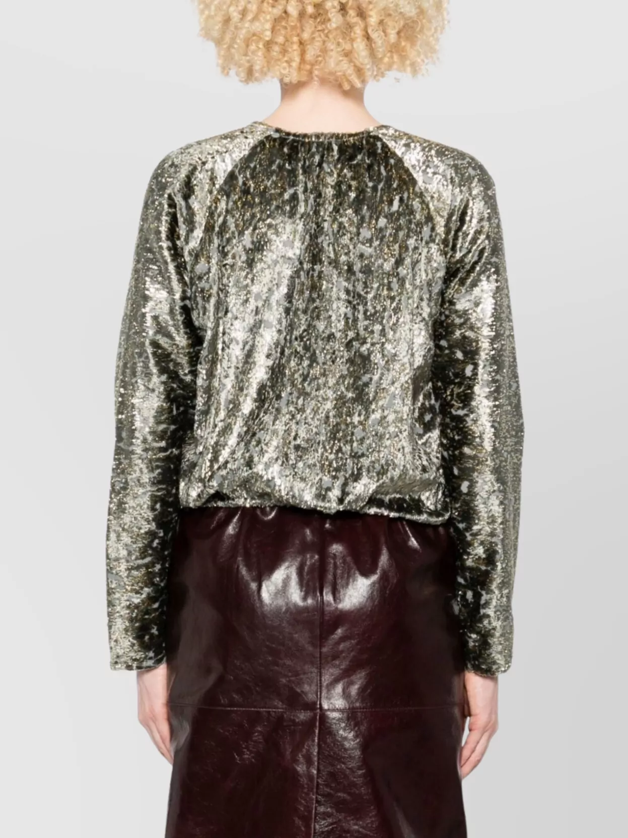 Forte Forte Metallic V-Neck Long Sleeve Top