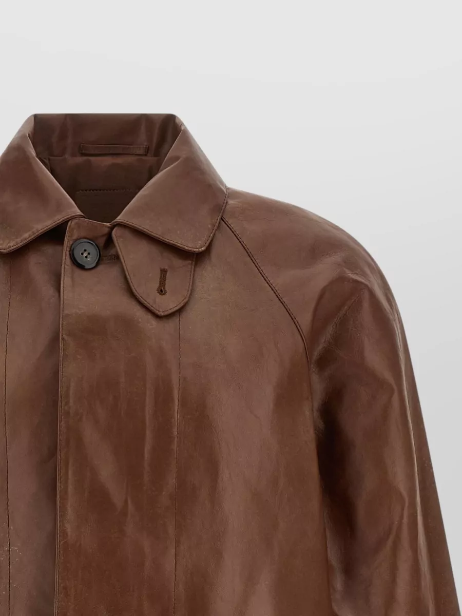 Prada Leather Single-Breasted Coat