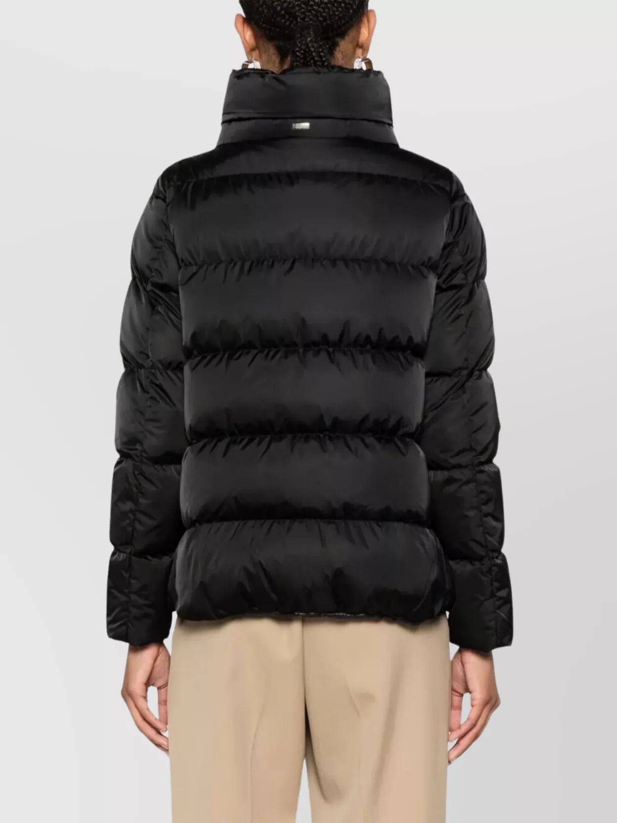 Herno High Neck Padded Cape Jacket In Gray