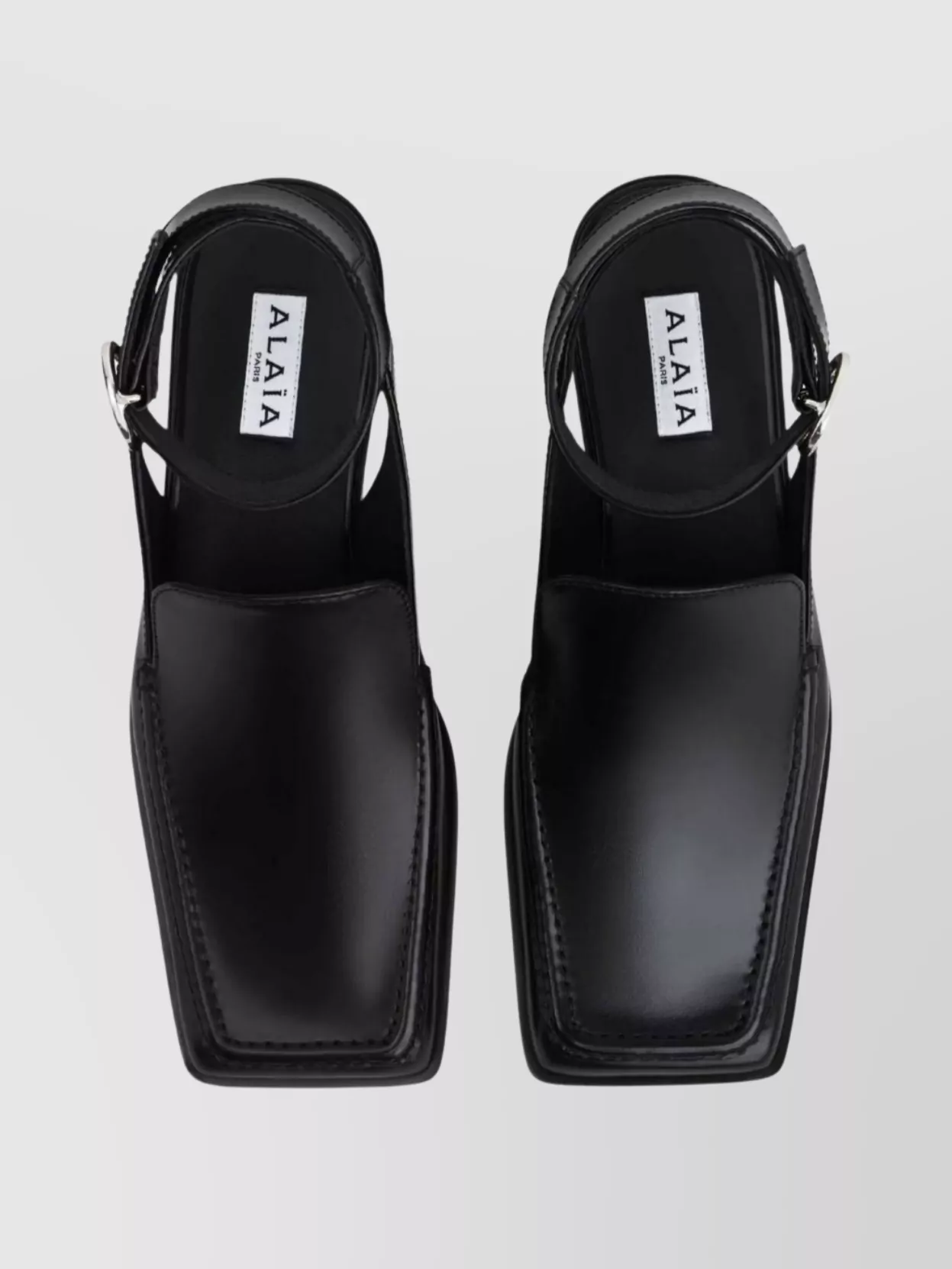 Alaïa Block Heel Open Back Square Toe Sandals In Black