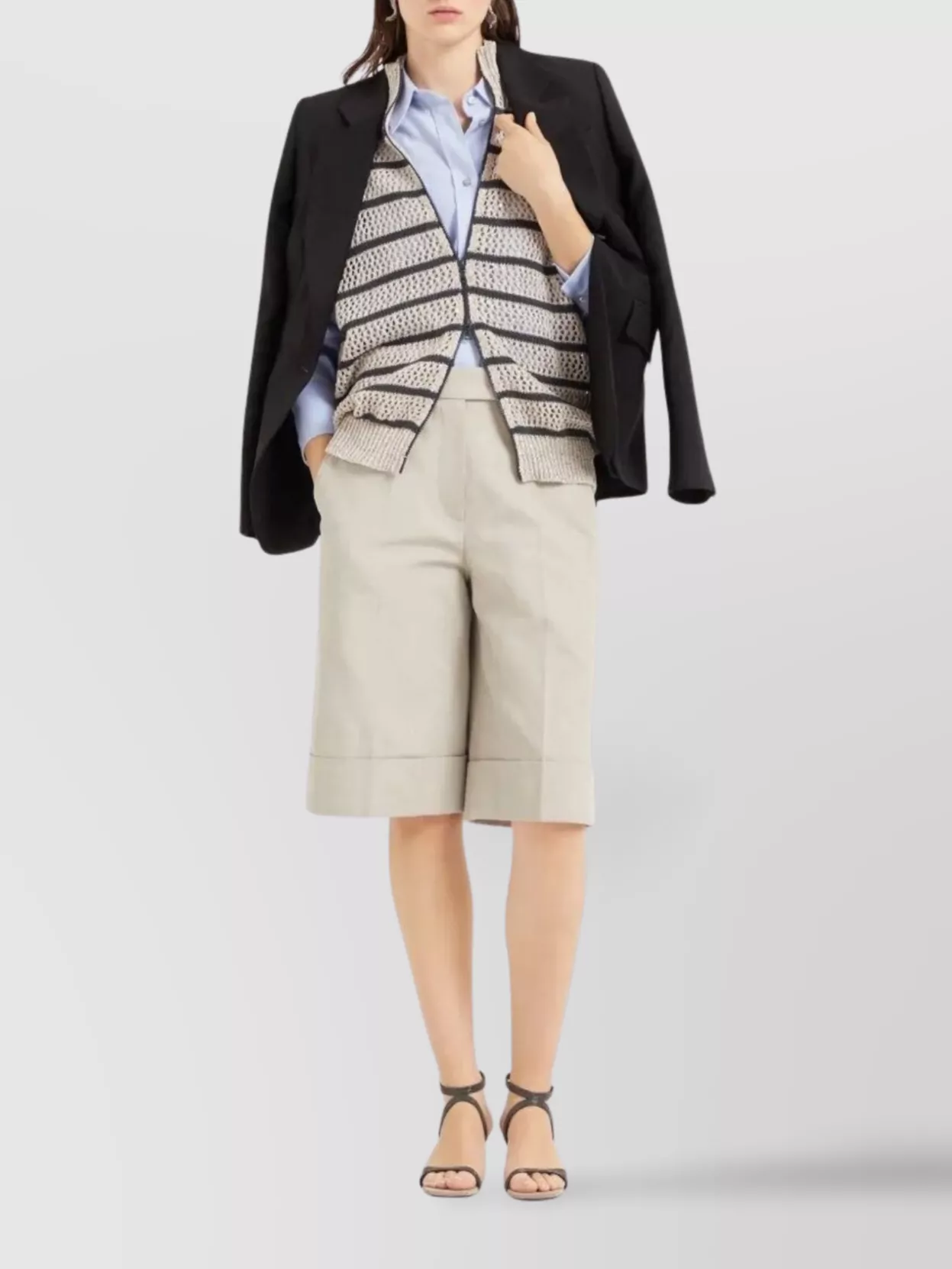 Brunello Cucinelli Knitwear With Cap Sleeves And High Collar
