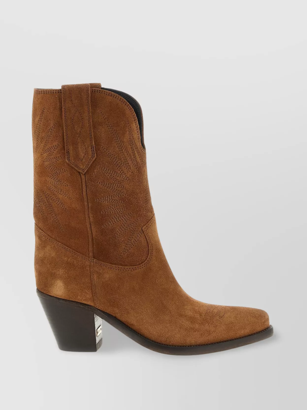 Golden Goose 'Embroidered Star' Suede Boots With Stacked Heel