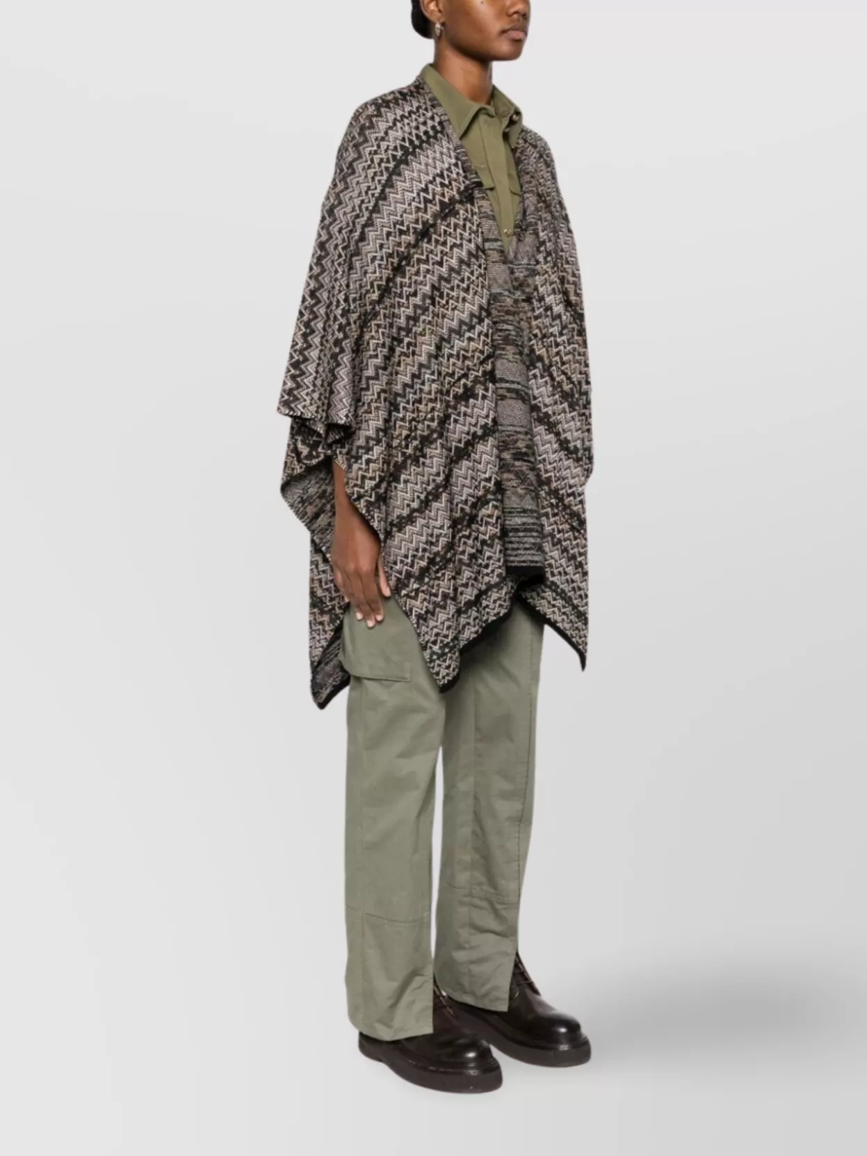 Missoni Knit Cape With Chevron Pattern And Draped Design