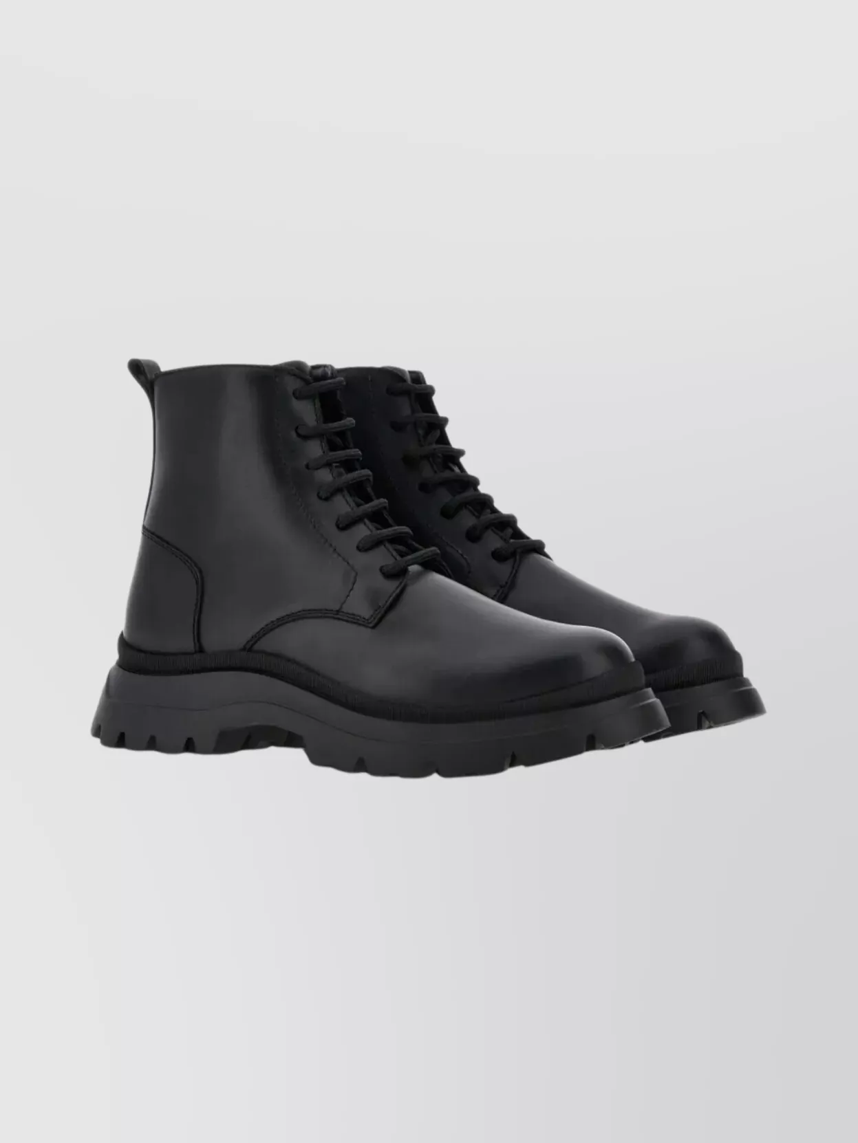 Hogan Lace-Up Leather Ankle Boots Zip