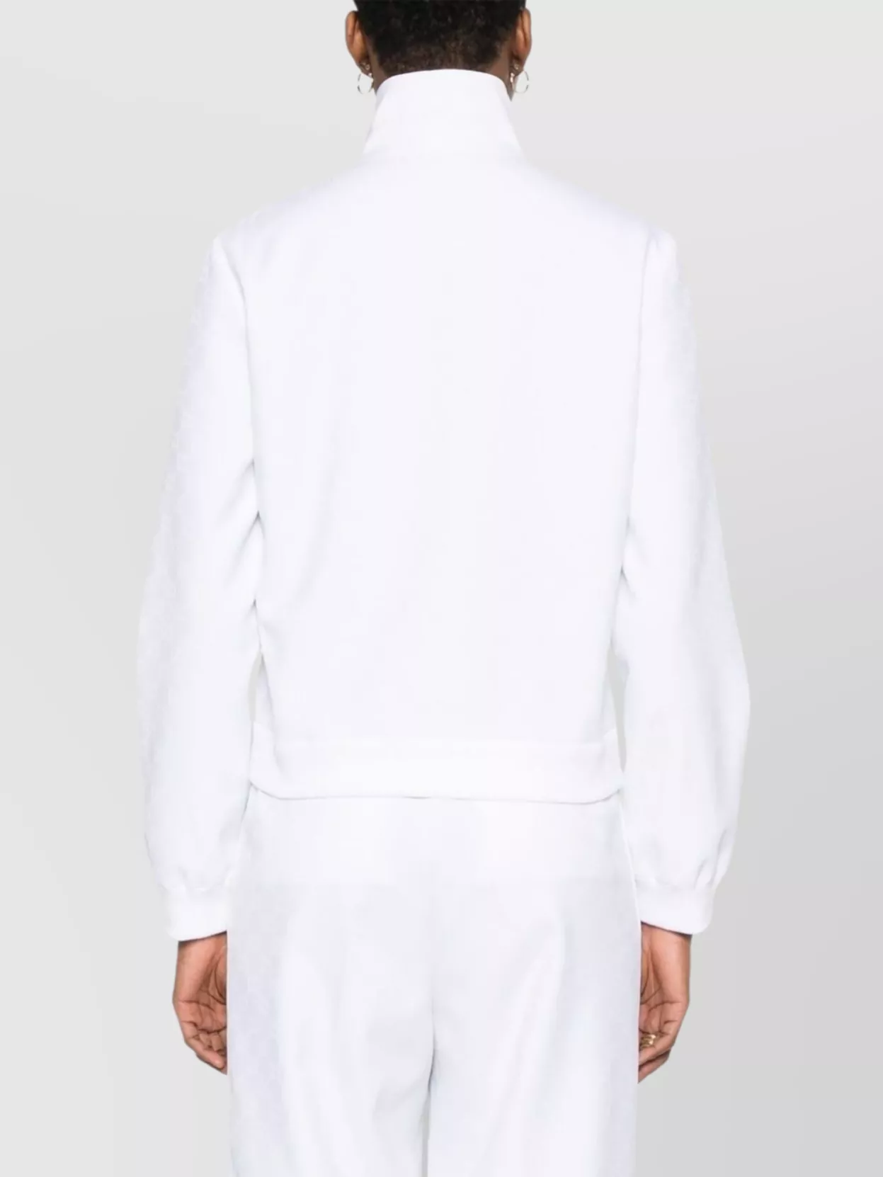 Gucci Jacquard Sweatshirt With Band Collar And Pockets In White