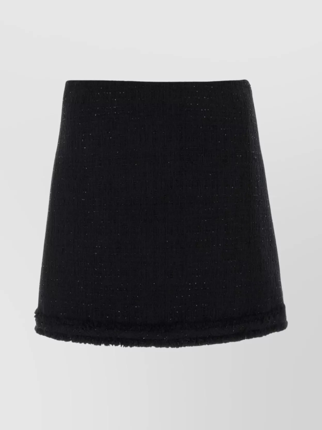 Shop Versace Sequined Fringed Tweed Mini Skirt In Black