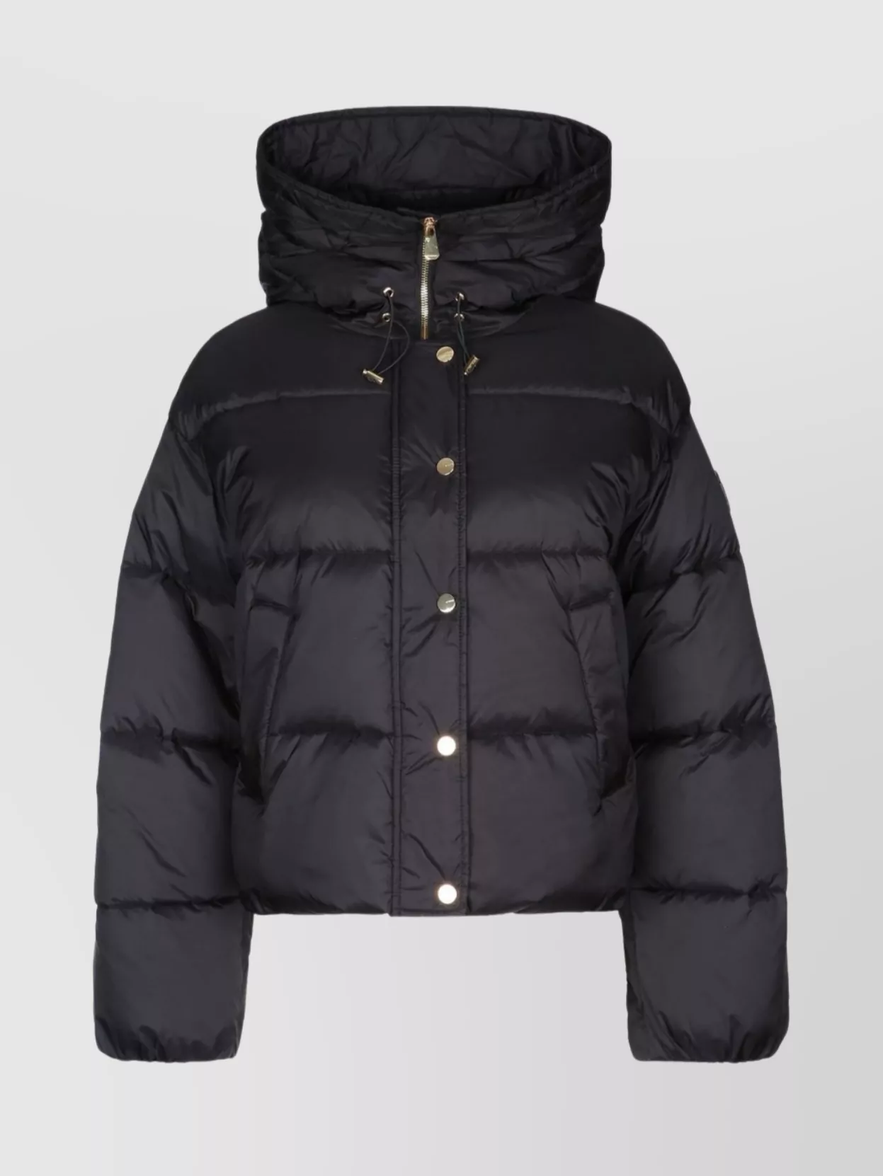 Pinko Quilted Black Puffer Jacket With High Collar And Hood In Black