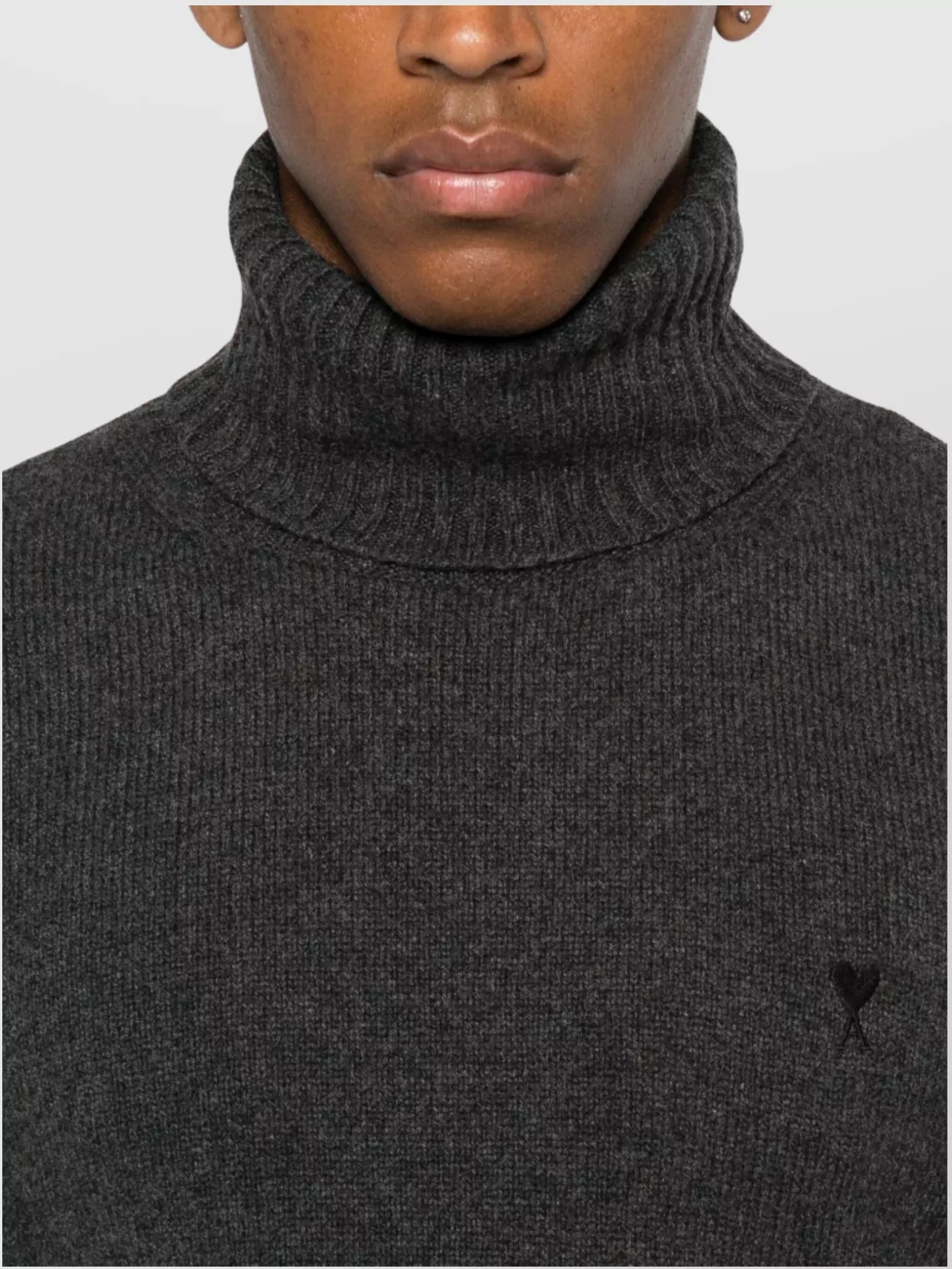 Ami Paris Ribbed Turtleneck Sweater Long Sleeves
