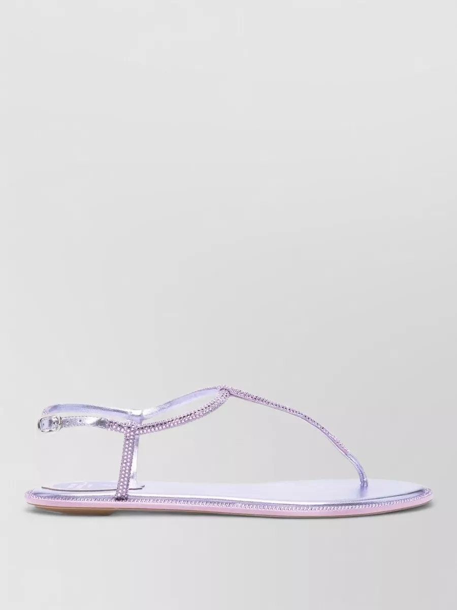 Rene Caovilla Satin Rhinestone Thong Sandals