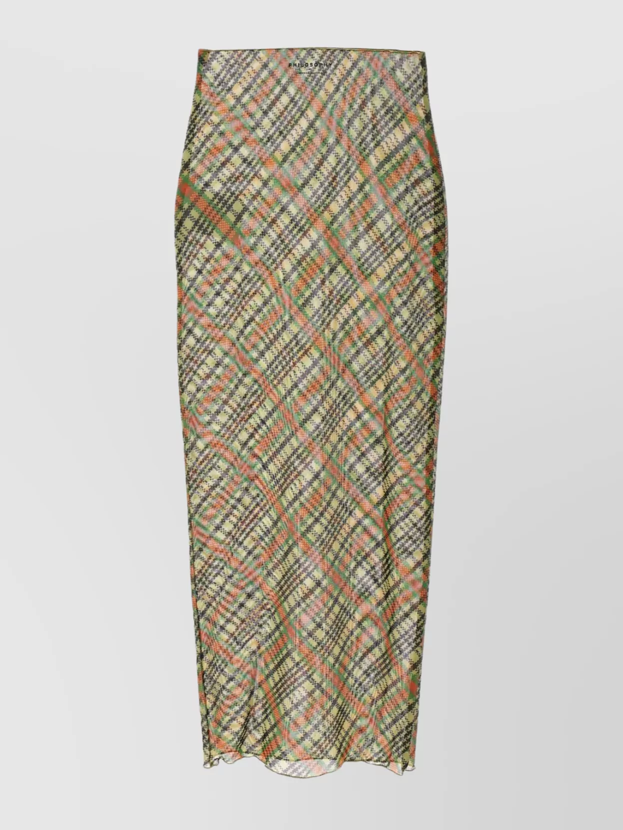 Philosophy Checkered Sheer Overlay Midi Skirt