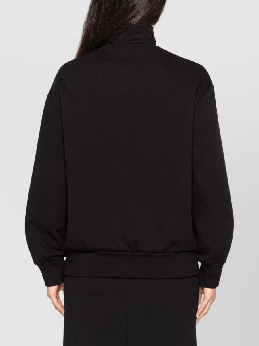 Ermanno Scervino Lace Embroidered High Neck Long Sleeve Sweatshirt Jacket