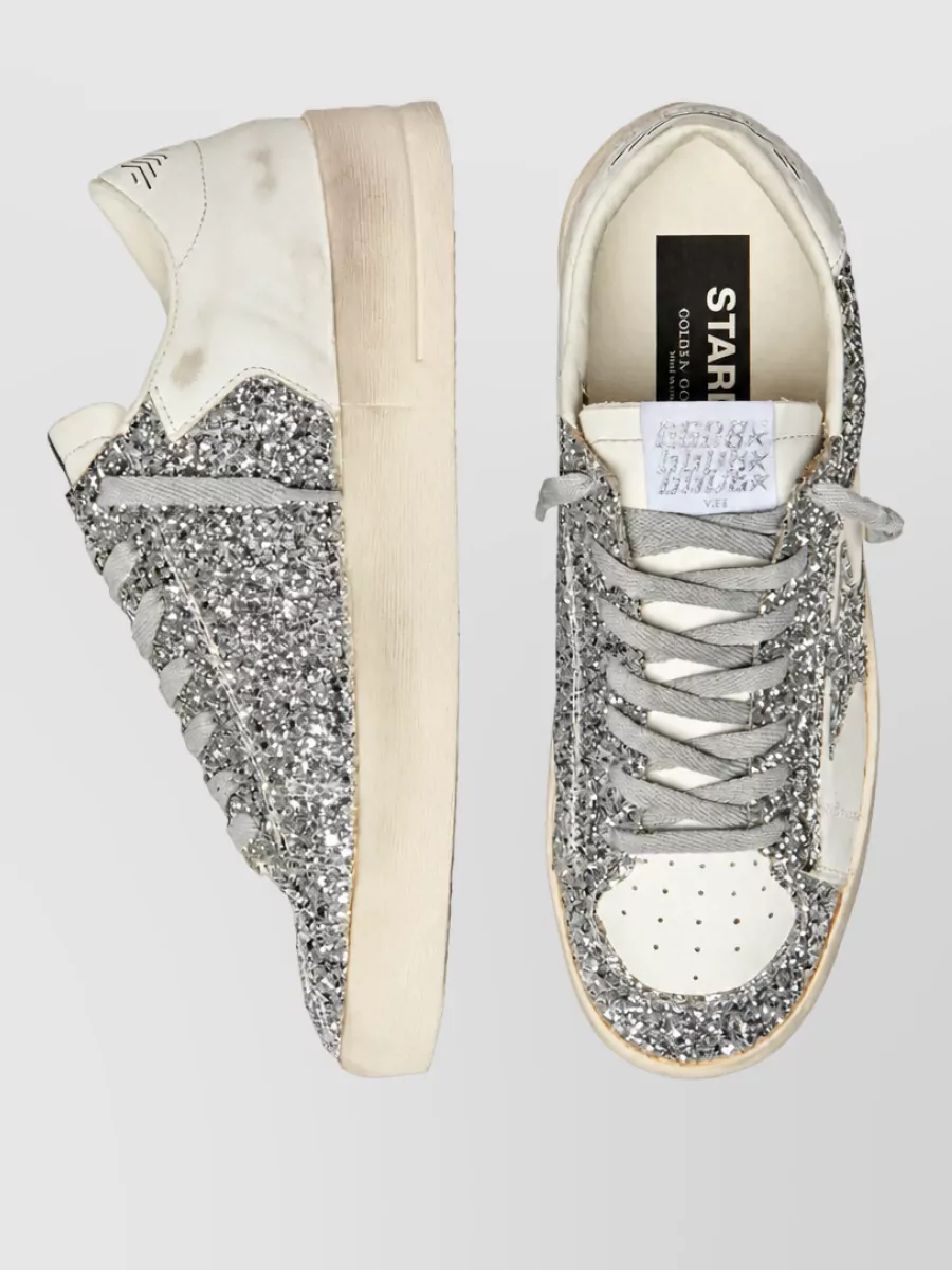Golden Goose Leather Glitter Low-Top Sneakers