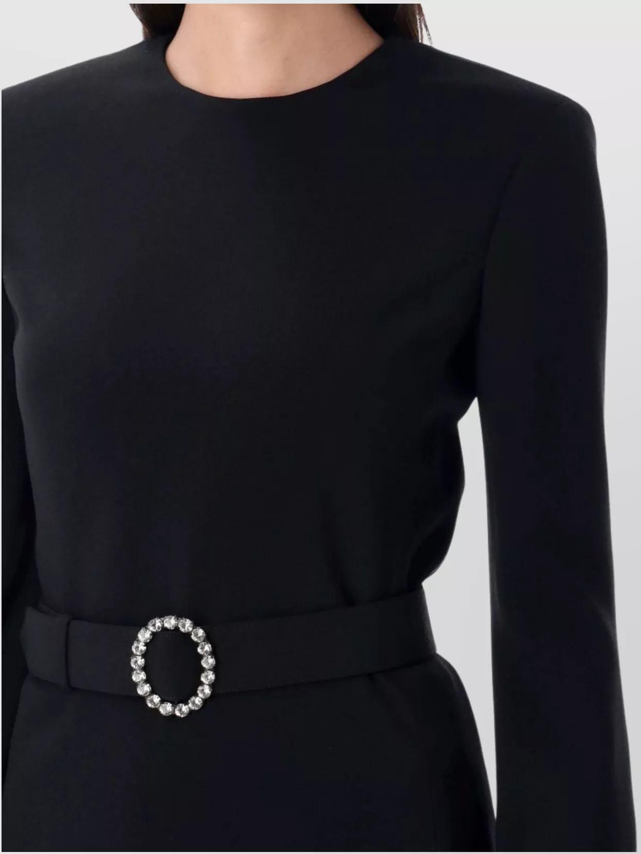 Saint Laurent Crystal-embellished Belted Woven Mini Dress In Black