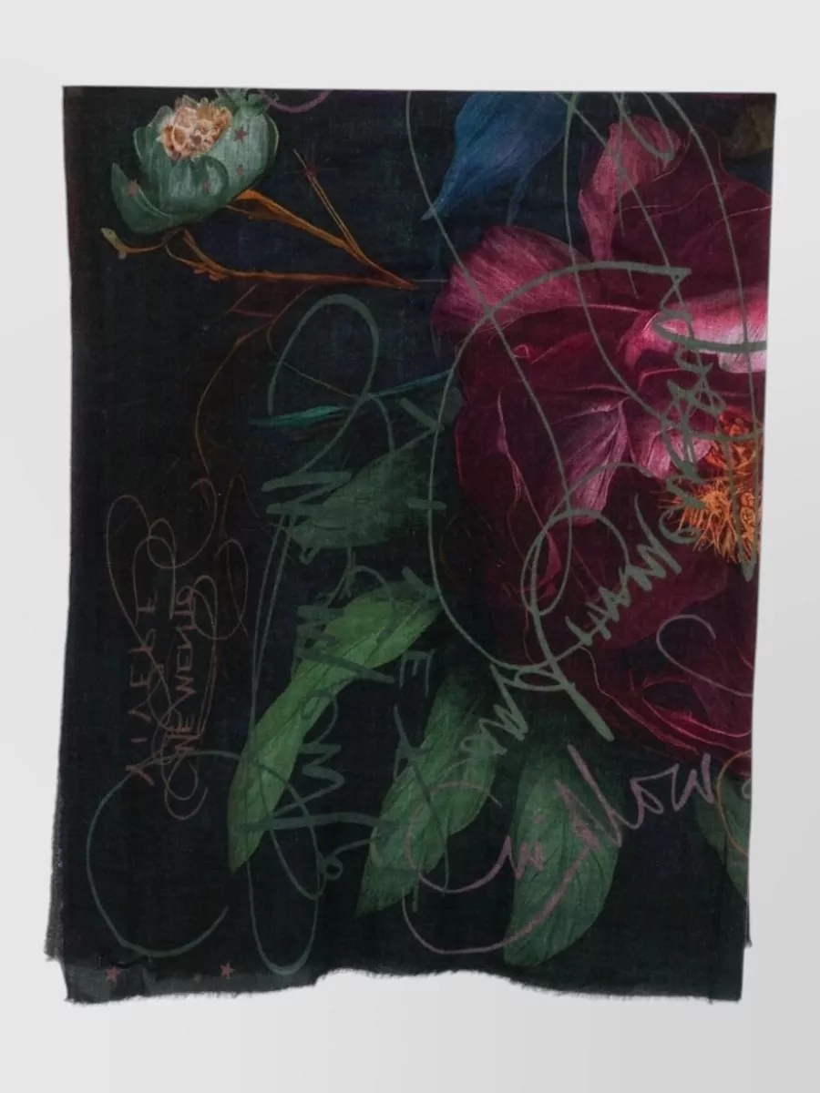Faliero Sarti cashmere floral-print fine-knit scarf