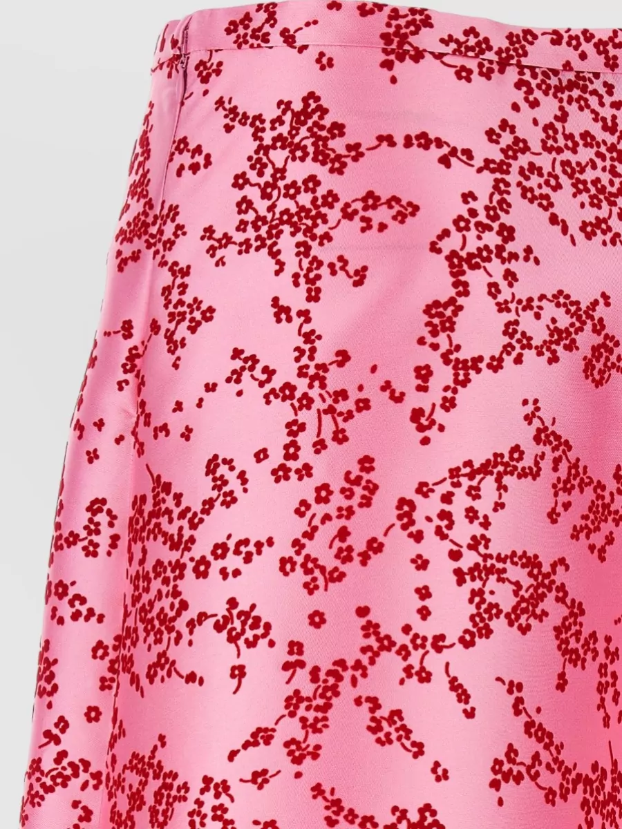 Alberta Ferretti Silk-Blend Floral-Print Midi A-Line Skirt