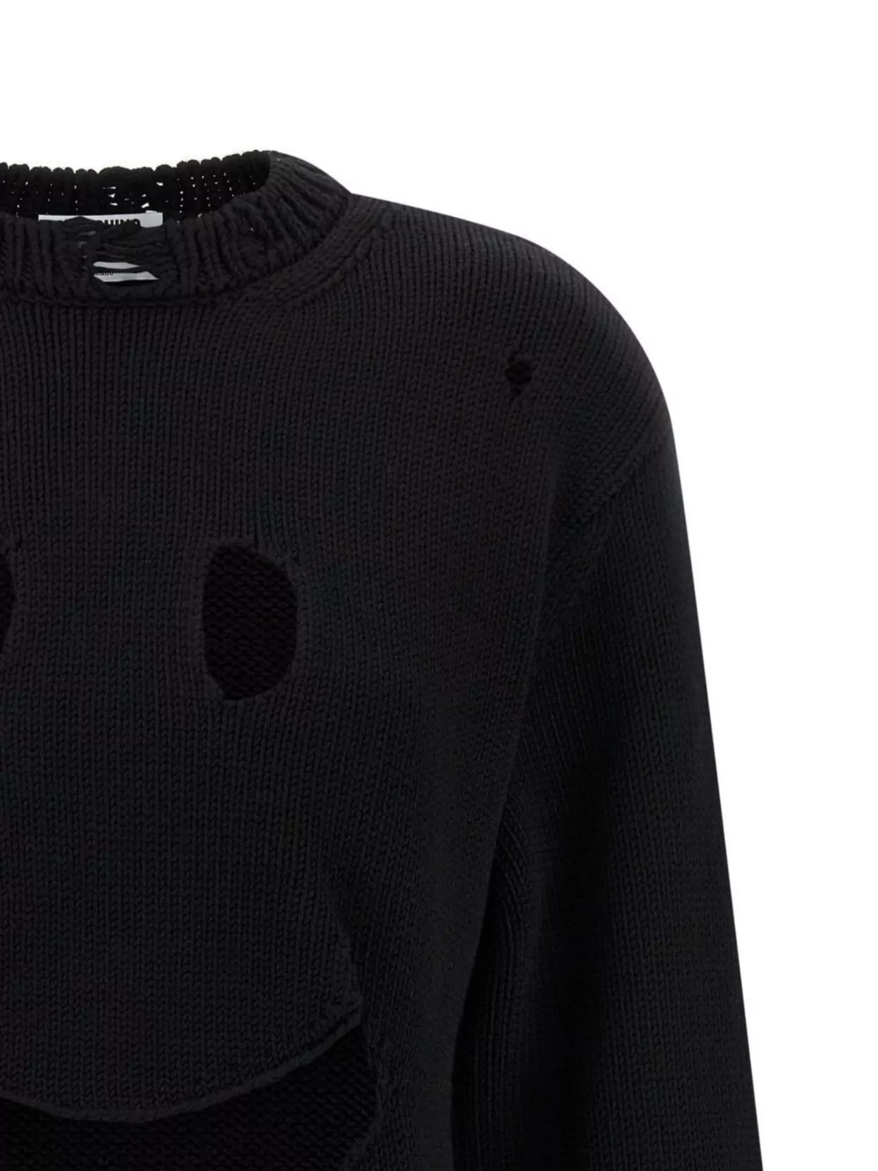 Moschino Oversized Pullover In Carved Wool In Black