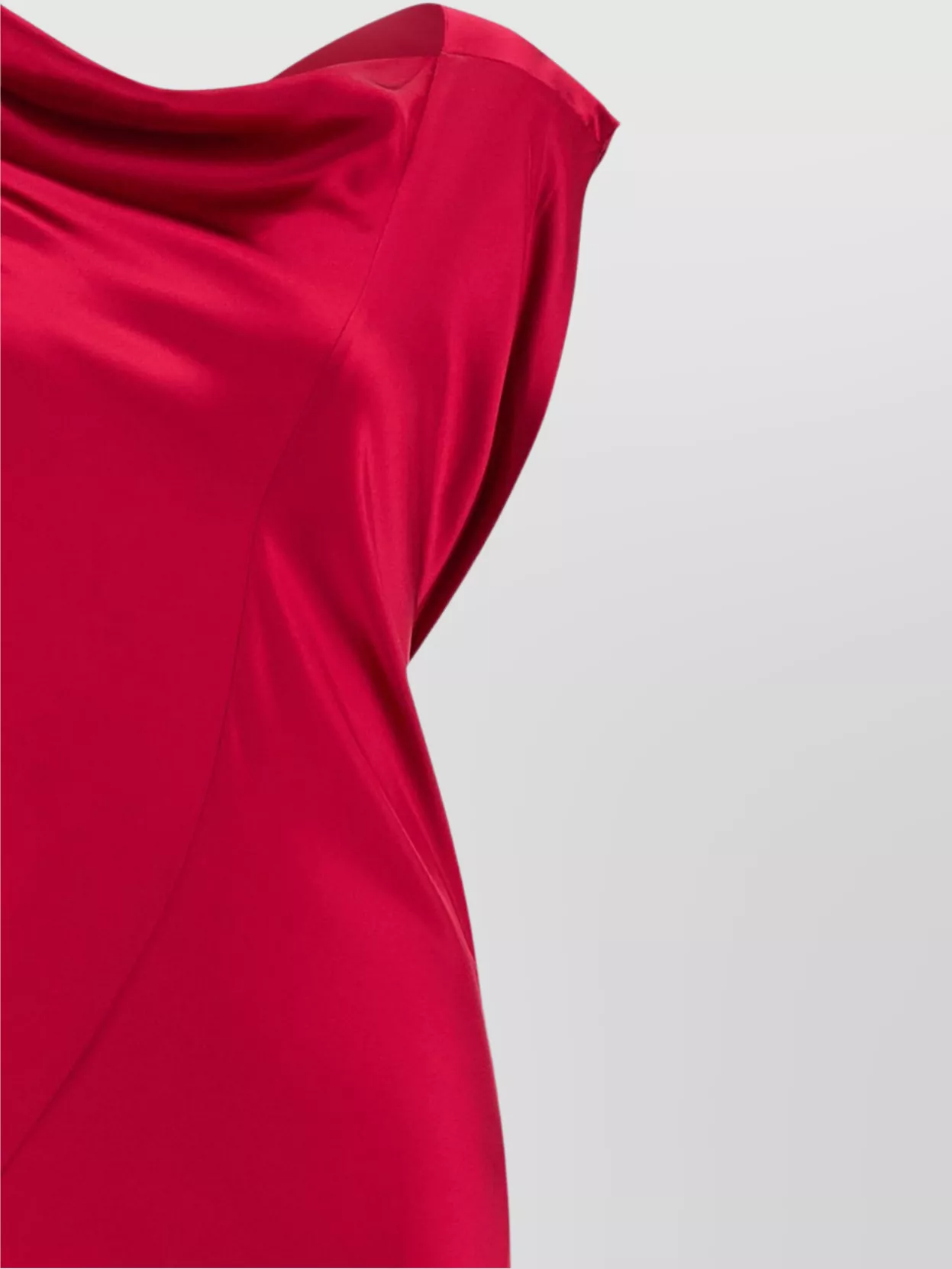 Alberta Ferretti Satin Draped Floor-Length Dress With Asymmetric Neckline