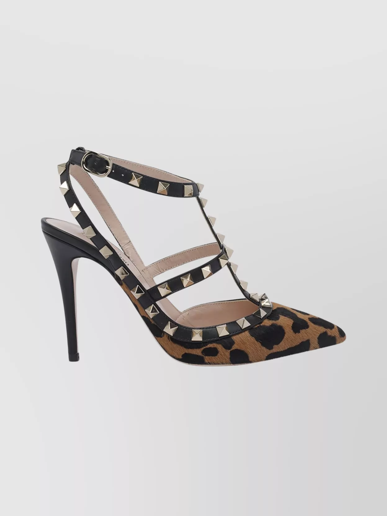 Valentino Strappy Pointed Toe Pumps With Studded Design