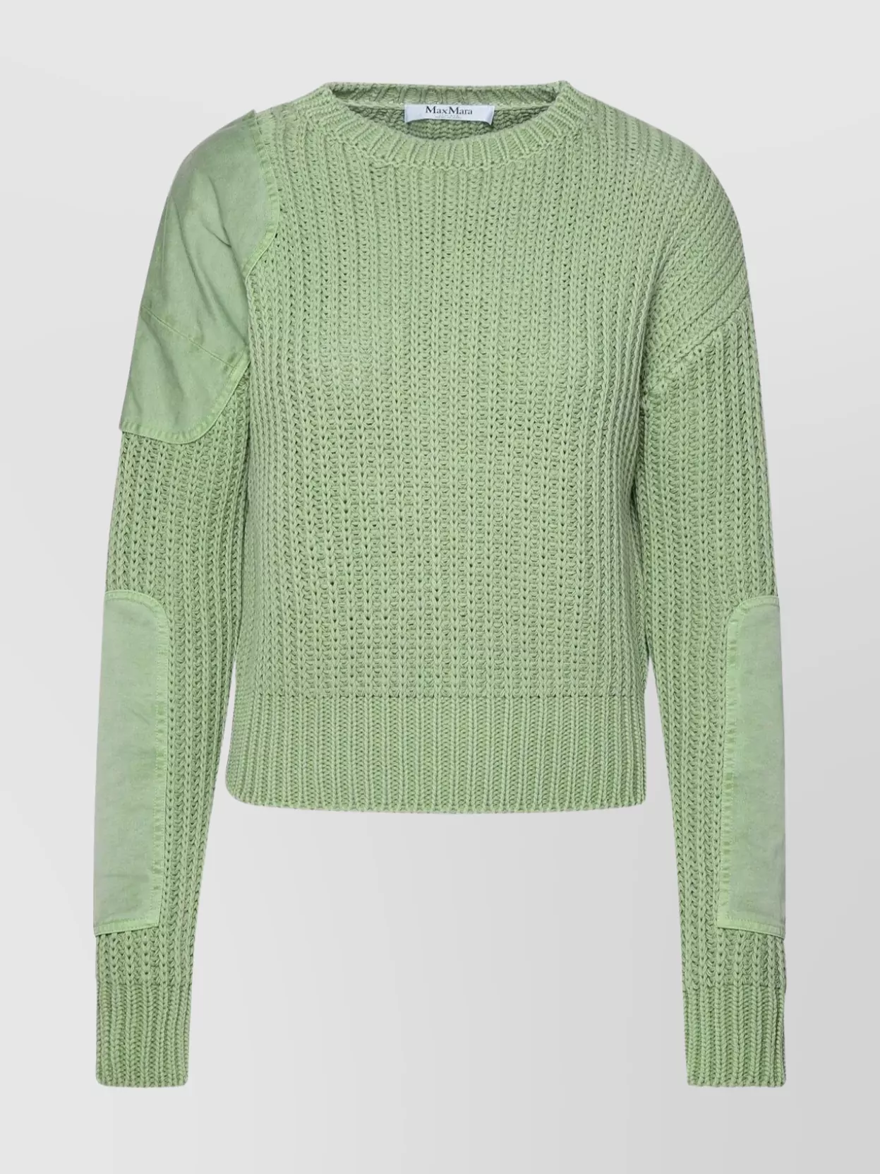Shop Max Mara 'abisso1234' Cotton Sweater Elbow Patches
