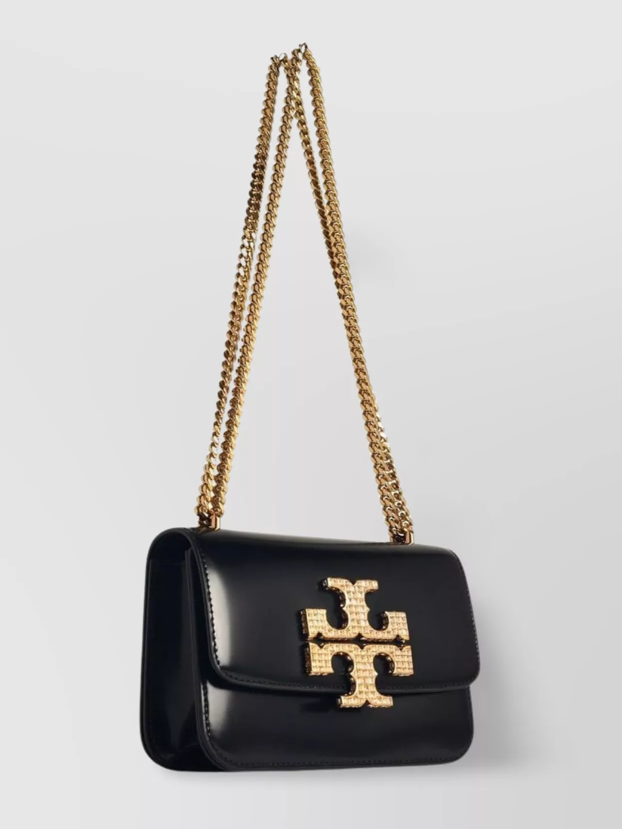 Tory Burch Eleanor Small Convertible Leather Shoulder Bag In Black