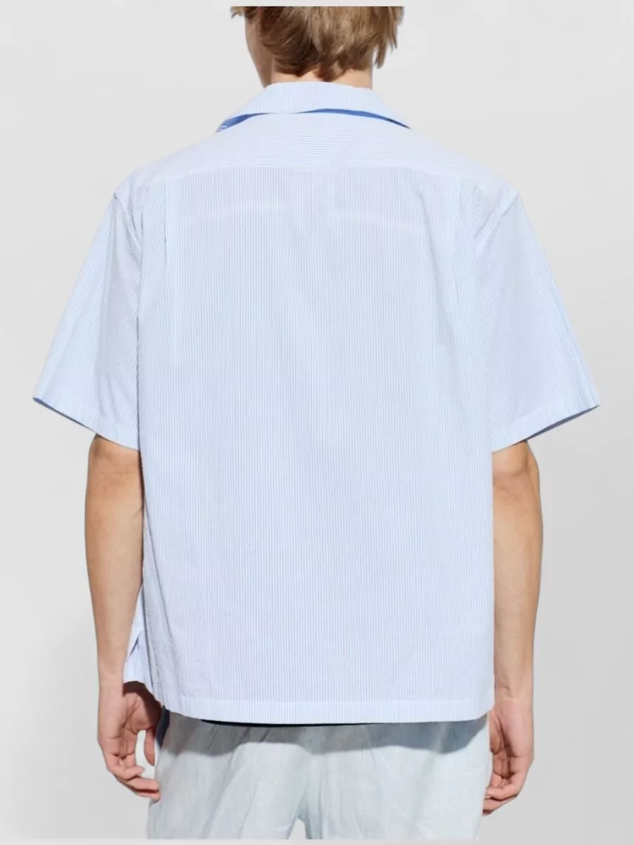 Paul & Shark Camp Collar Striped Shirt Short Sleeves Pockets