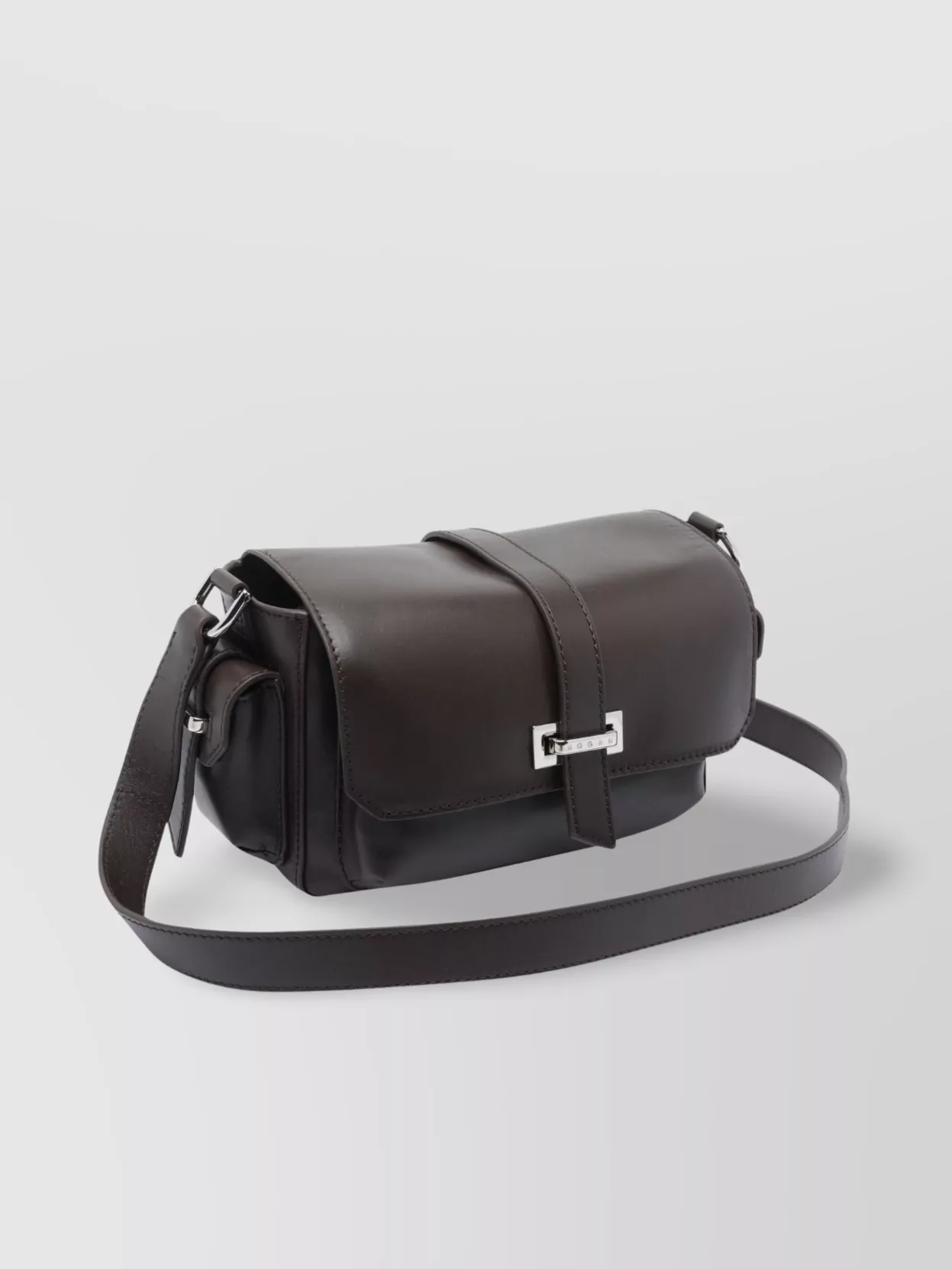 Hogan Flap Leather Crossbody Bag With Buckle Detail