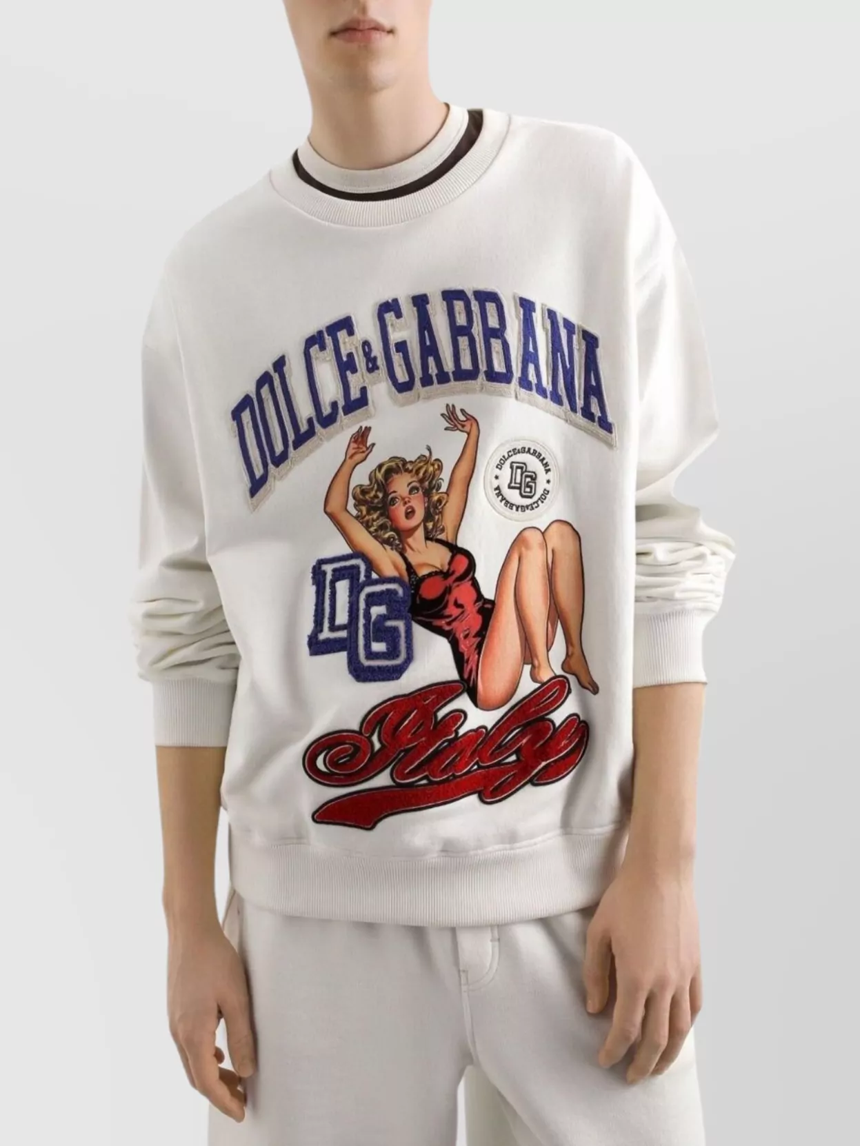Dolce & Gabbana Sweatshirt With Pin-up Print In White