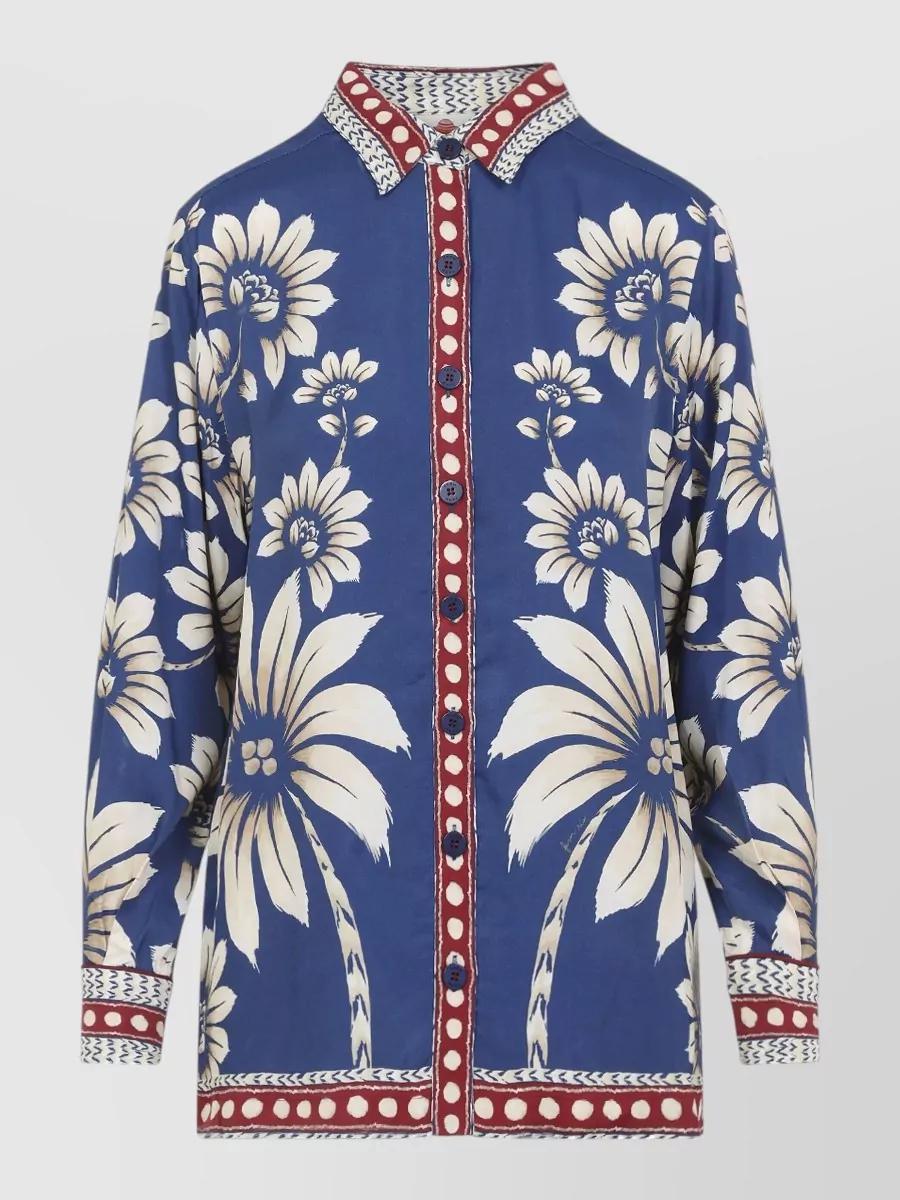 Farm Rio floral-print viscose shirt