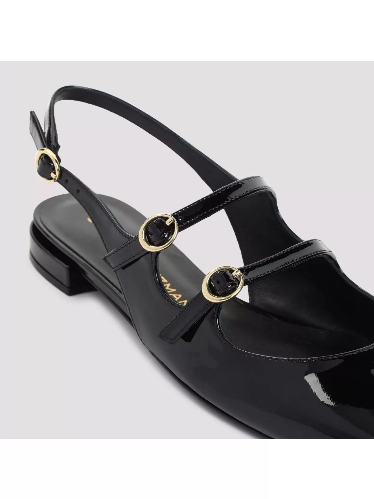 Stuart Weitzman Black Slingback Ballet Shoes With Crystal Embellishment In Patent Leather Woman In Black