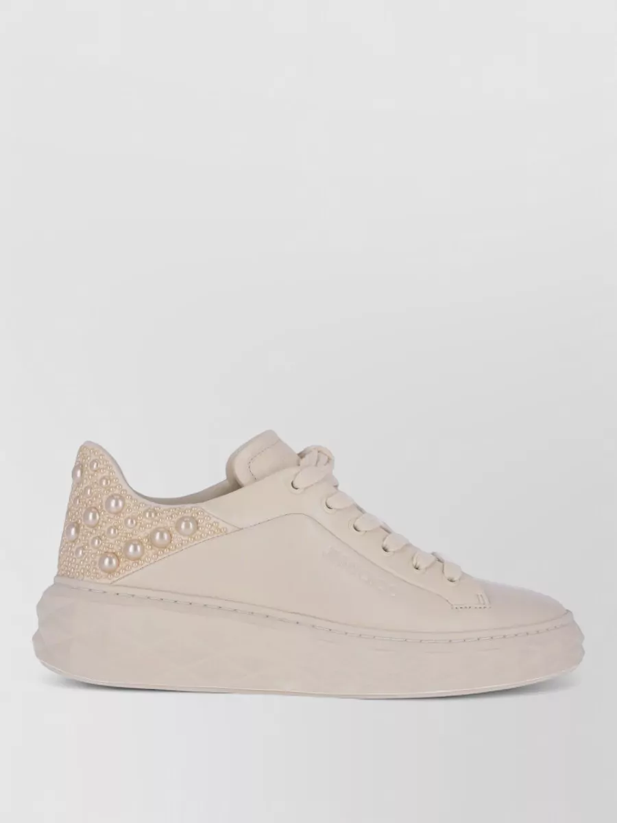 Jimmy Choo Leather Low Top Lace Up Sneakers