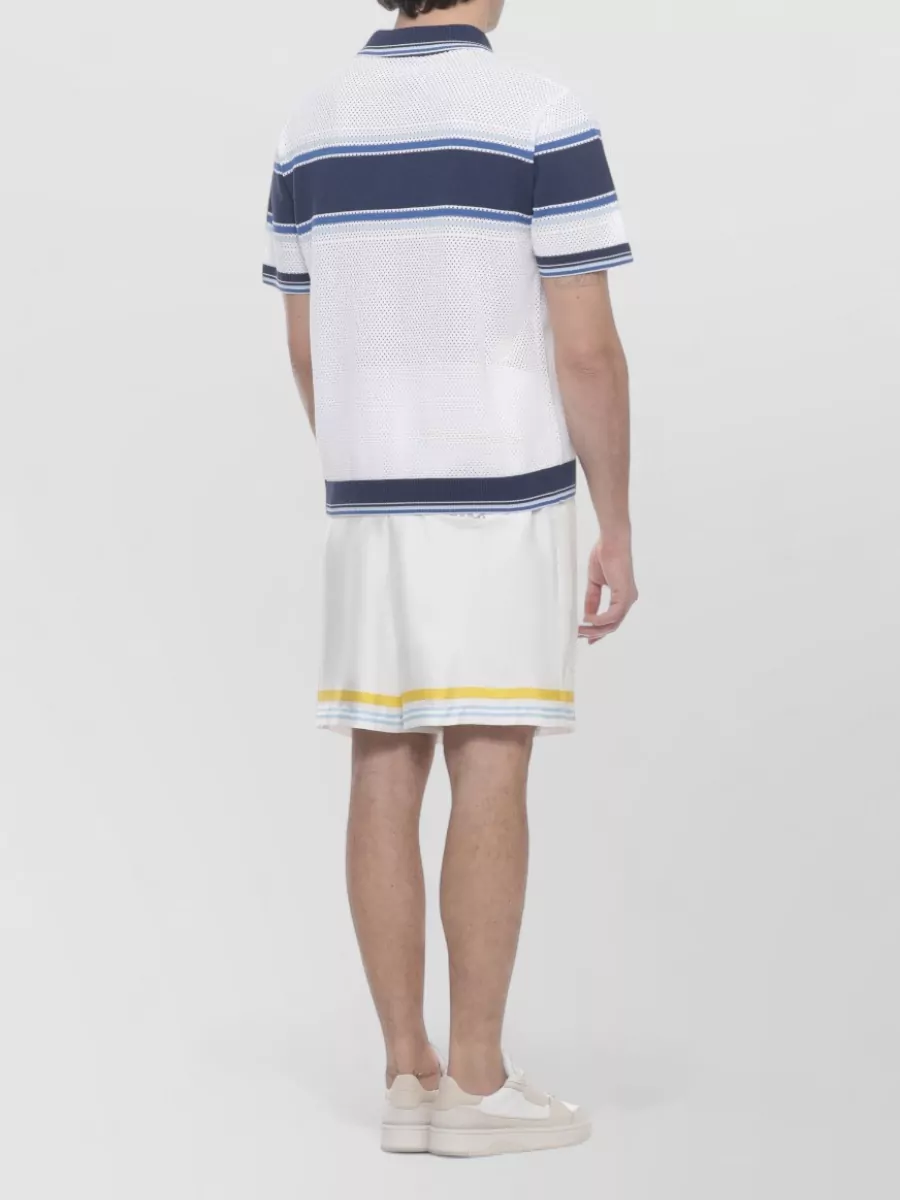 Casablanca Mesh Stripe Polo Shirt