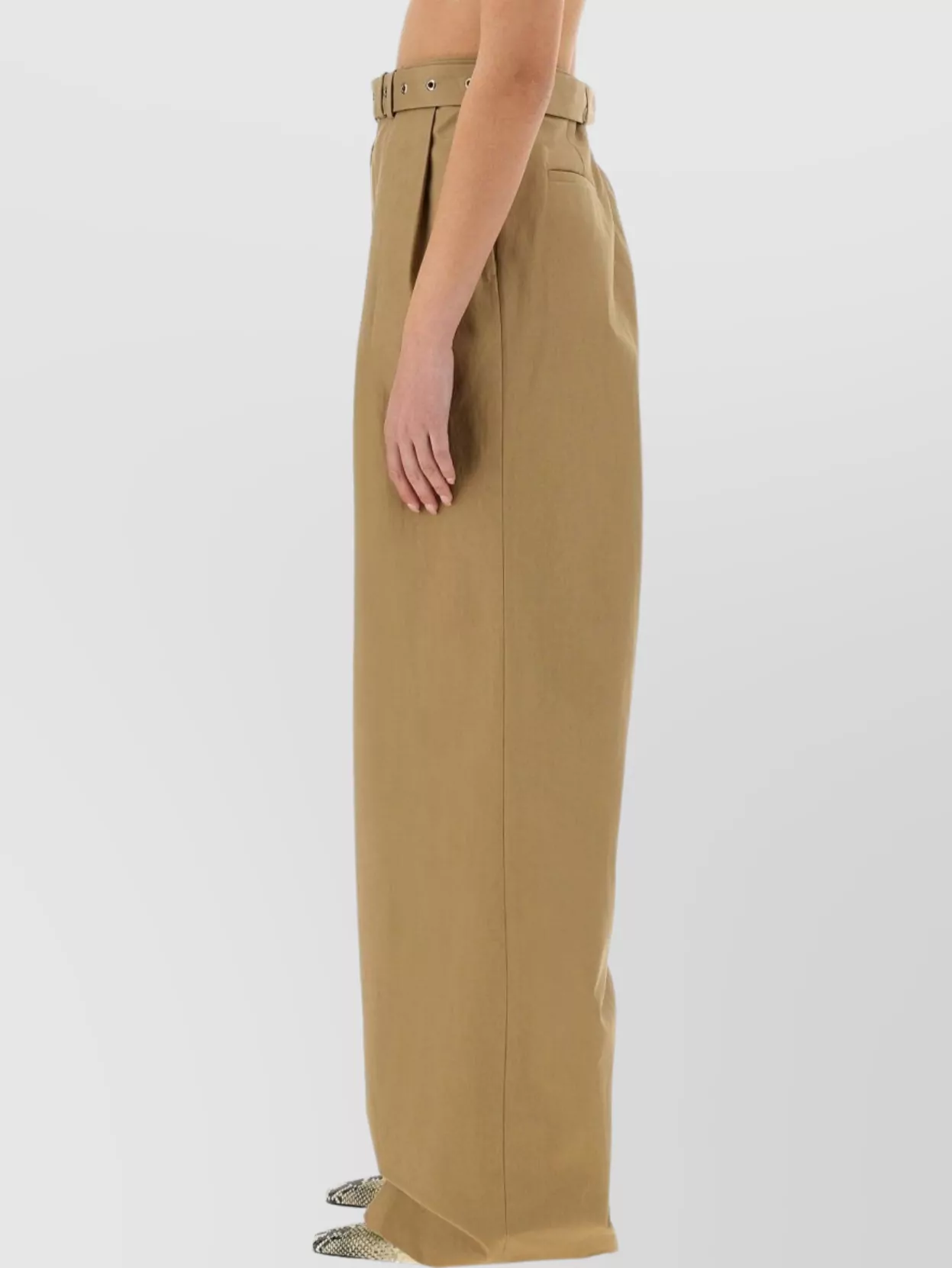 Dries Van Noten High Waist Wide Leg Trousers With Belt In Brown