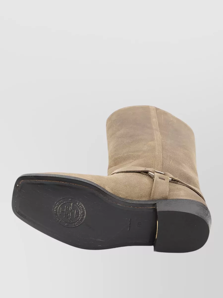 Golden Goose Suede Biker Boots Buckle Strap Leather