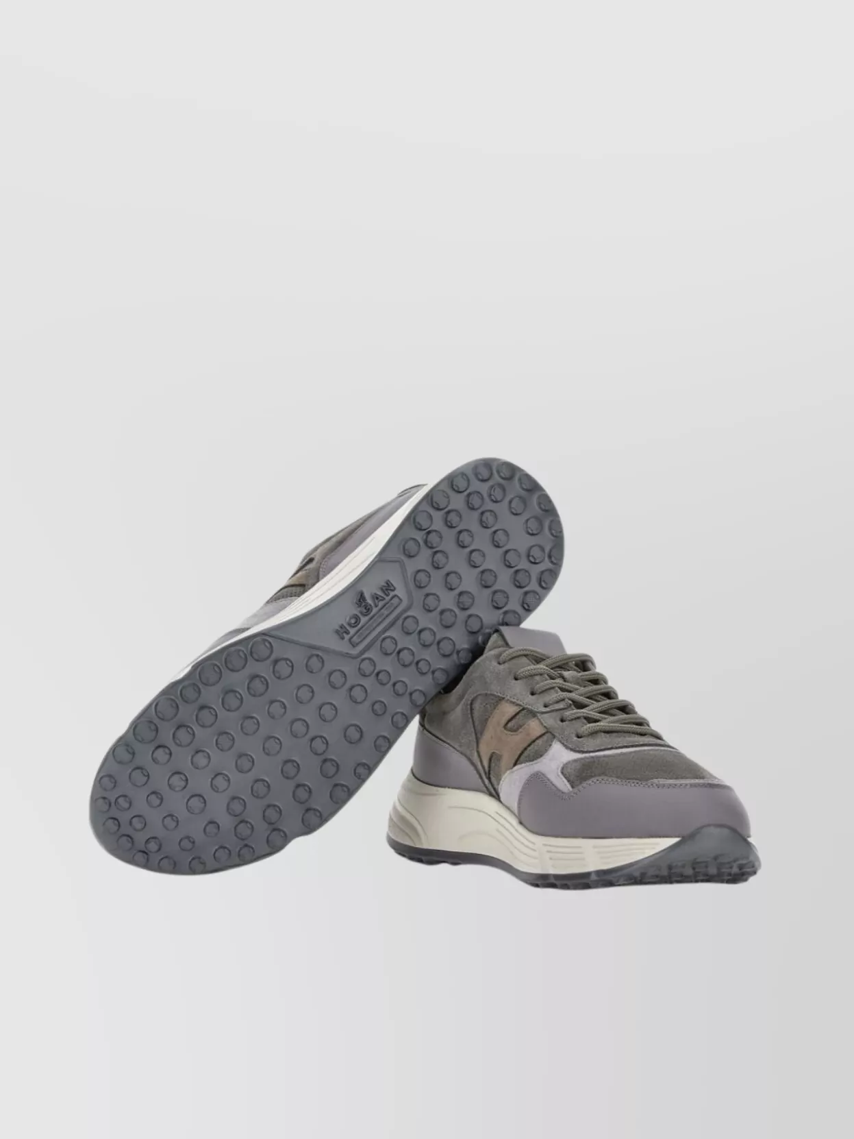 Hogan Perforated Suede Panels Sneakers In Grey