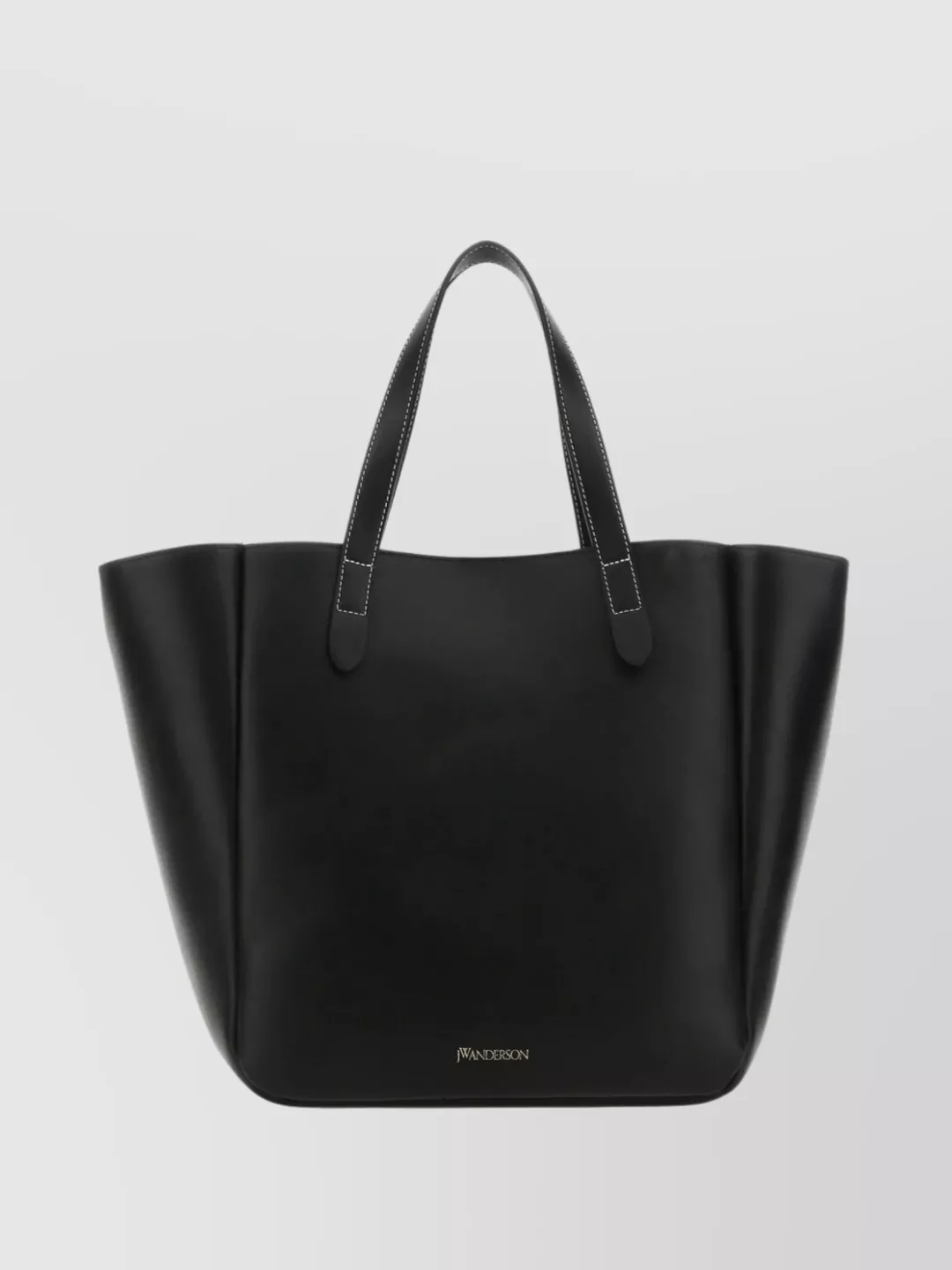Jw Anderson Leather Tote With Metal Chain Detail In Black