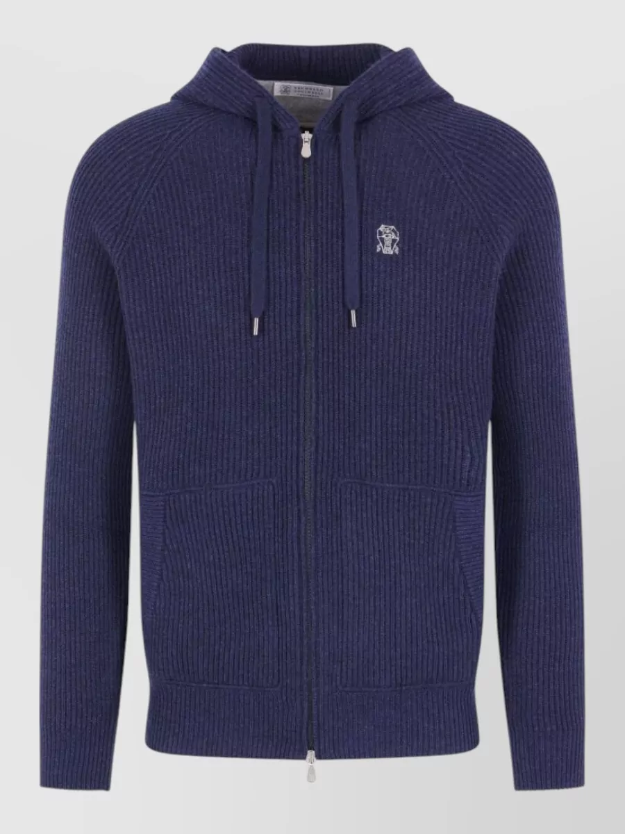 Brunello Cucinelli wool-silk hooded zip jacket