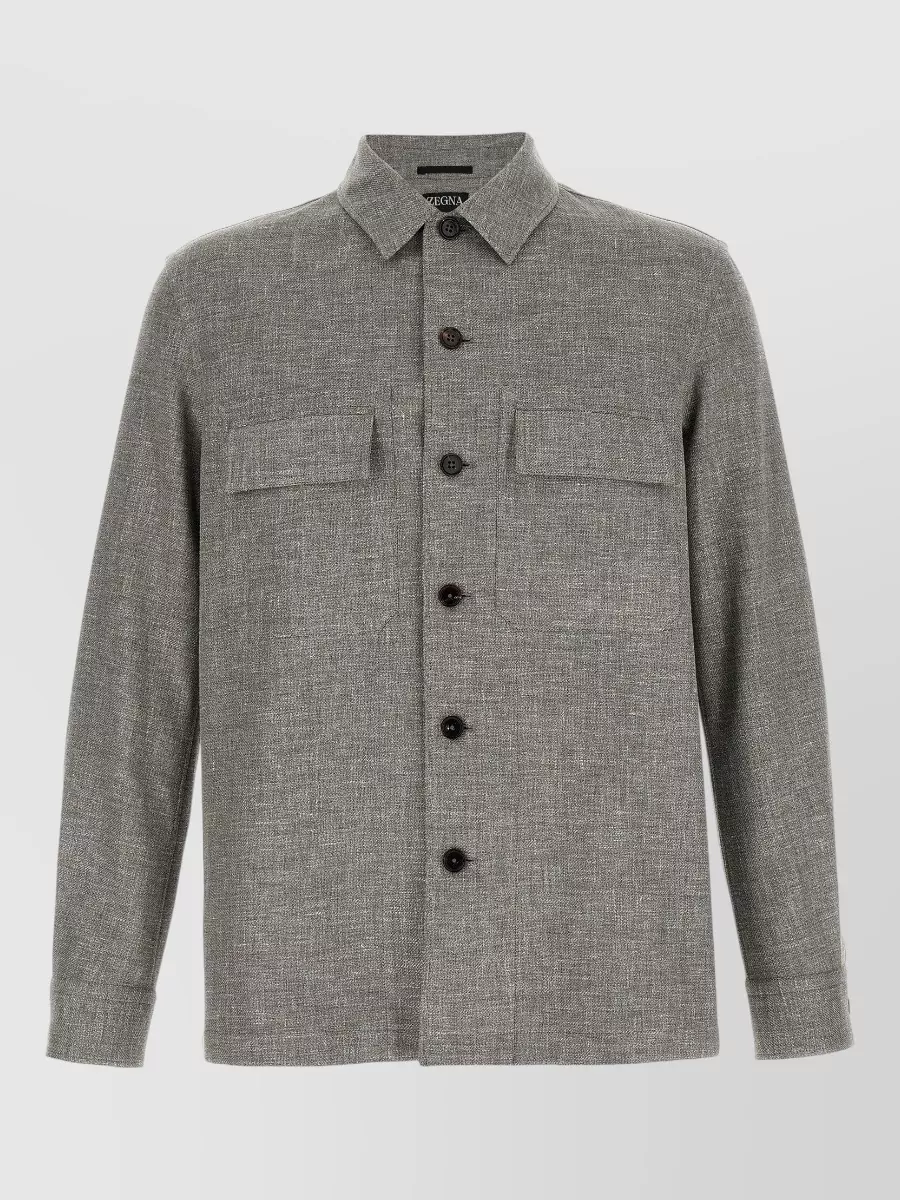 Zegna linen wool silk shirt jacket