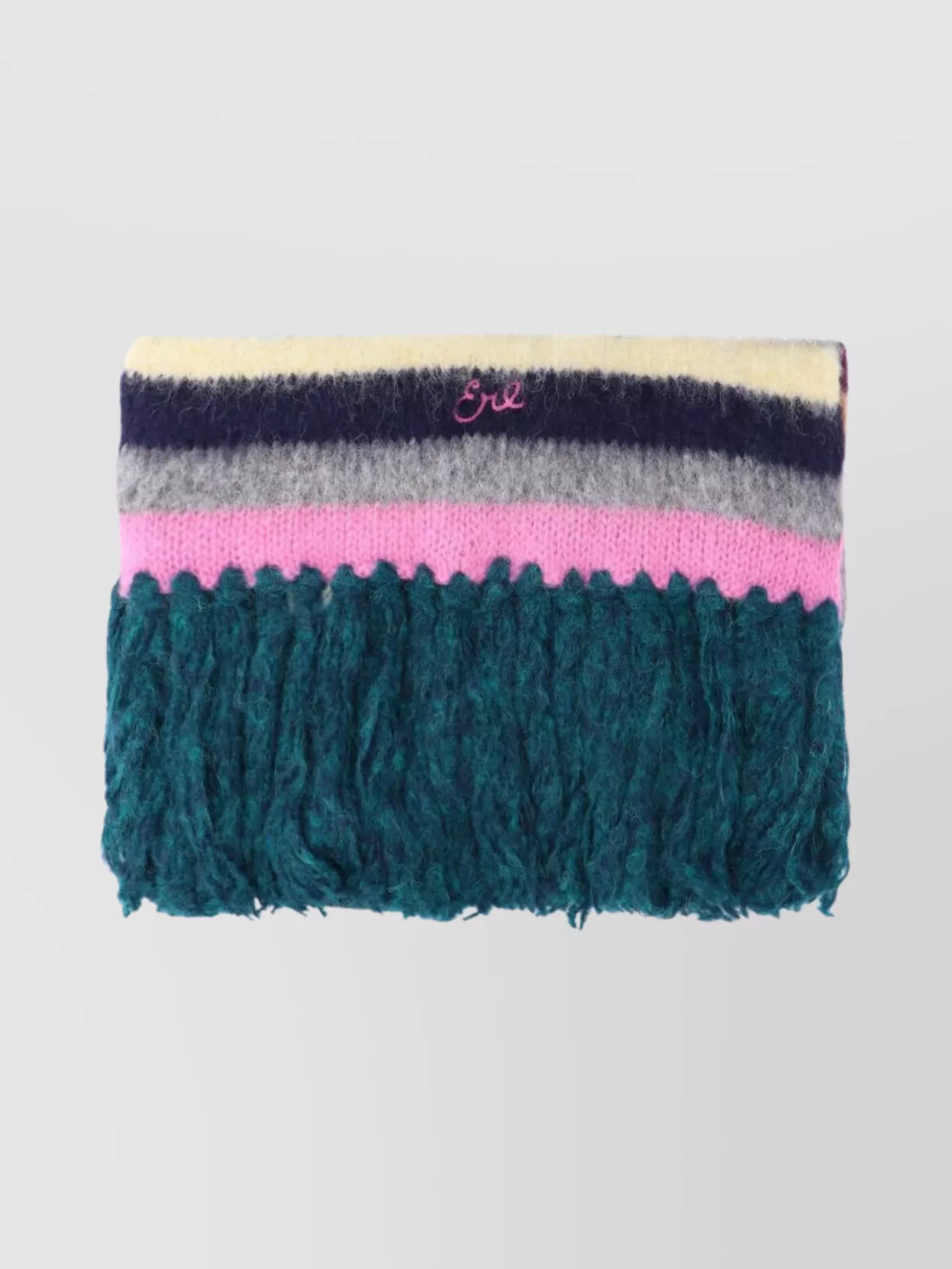 Erl Multicolor Striped Knit Scarf With Fringed Ends