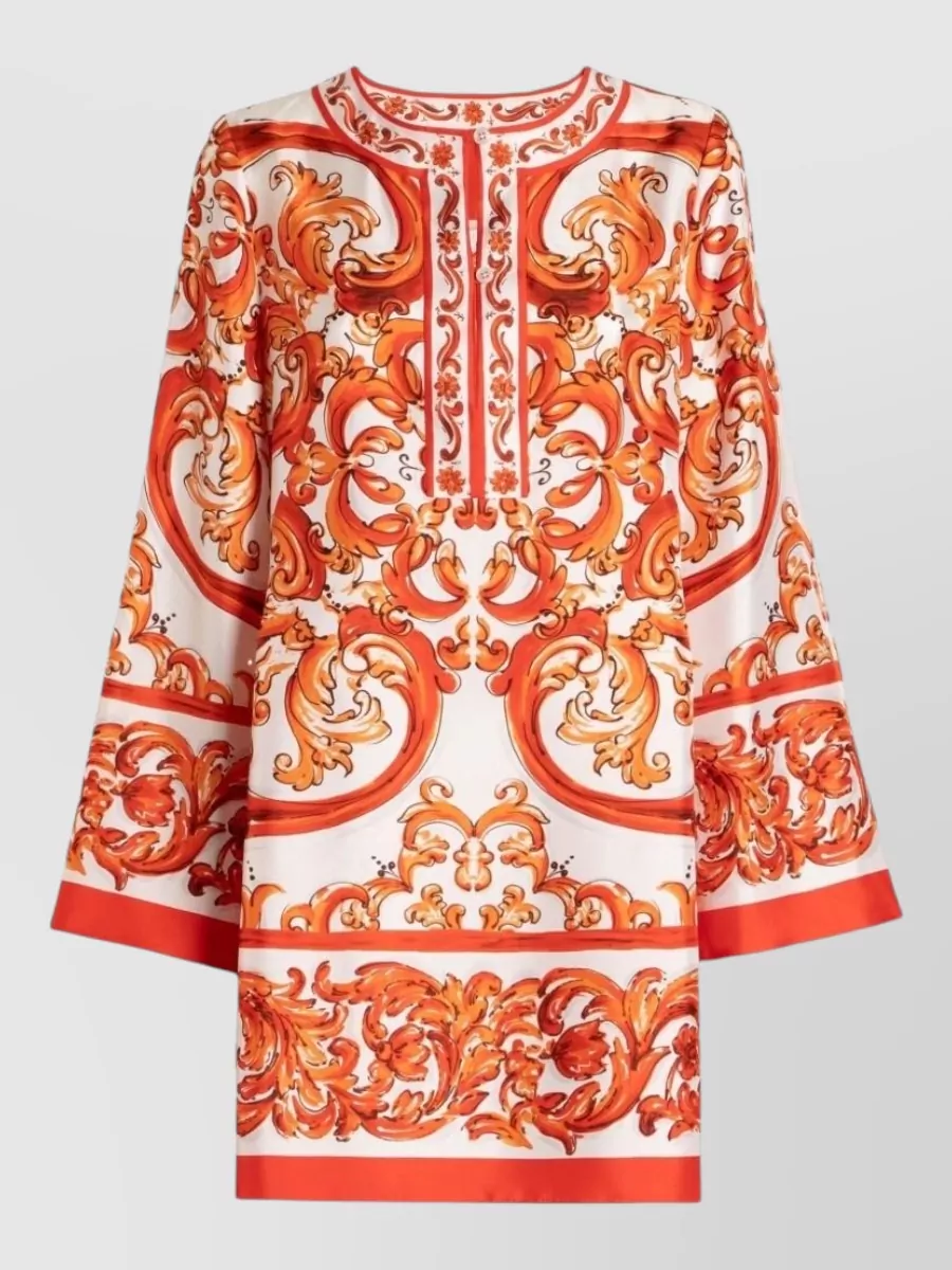 Dolce&Gabbana silk maiolica print mini dress