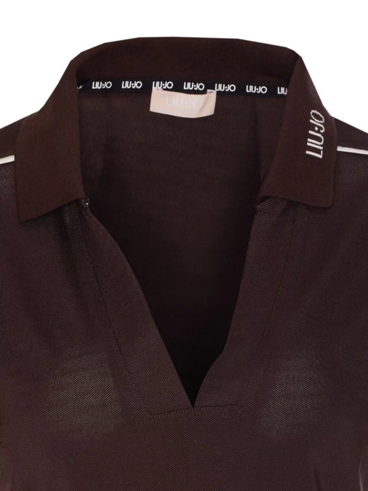 LIU •JO TOP WITH COLLAR AND CONTRAST PIPING