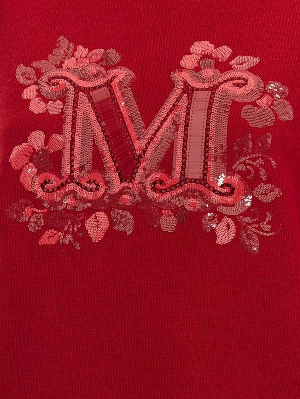 Max Mara Crew Neck Embroidered Floral Sequin Top
