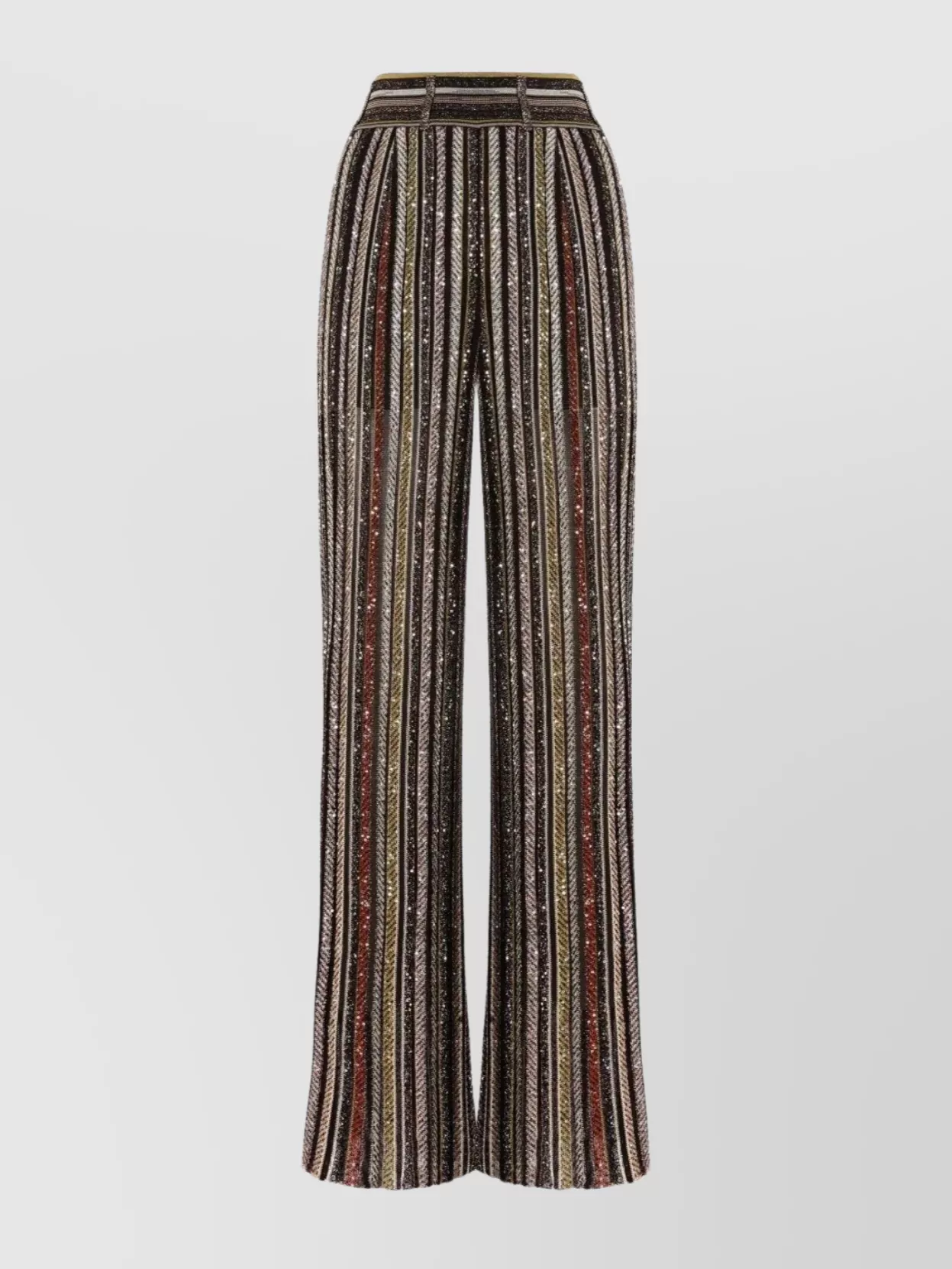 Missoni High Waist Striped Wide Leg Trousers In Brown