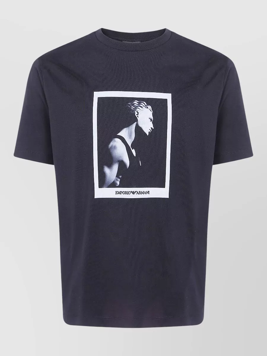 Emporio Armani cotton graphic print logo print crew neck short sleeve t-shirt