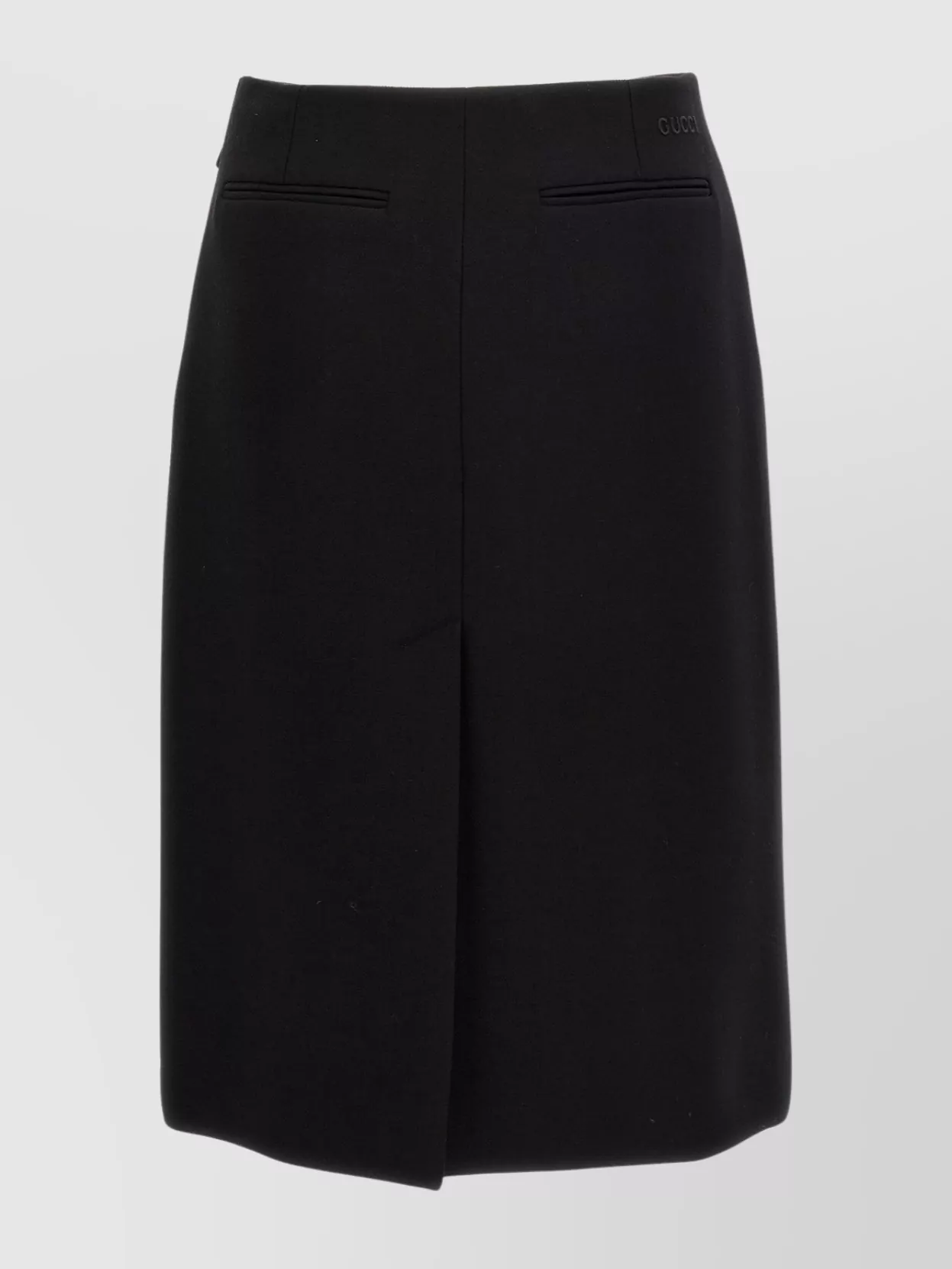 Gucci High Waist Knee-length Skirt With Back Slit And Side Pockets In Black