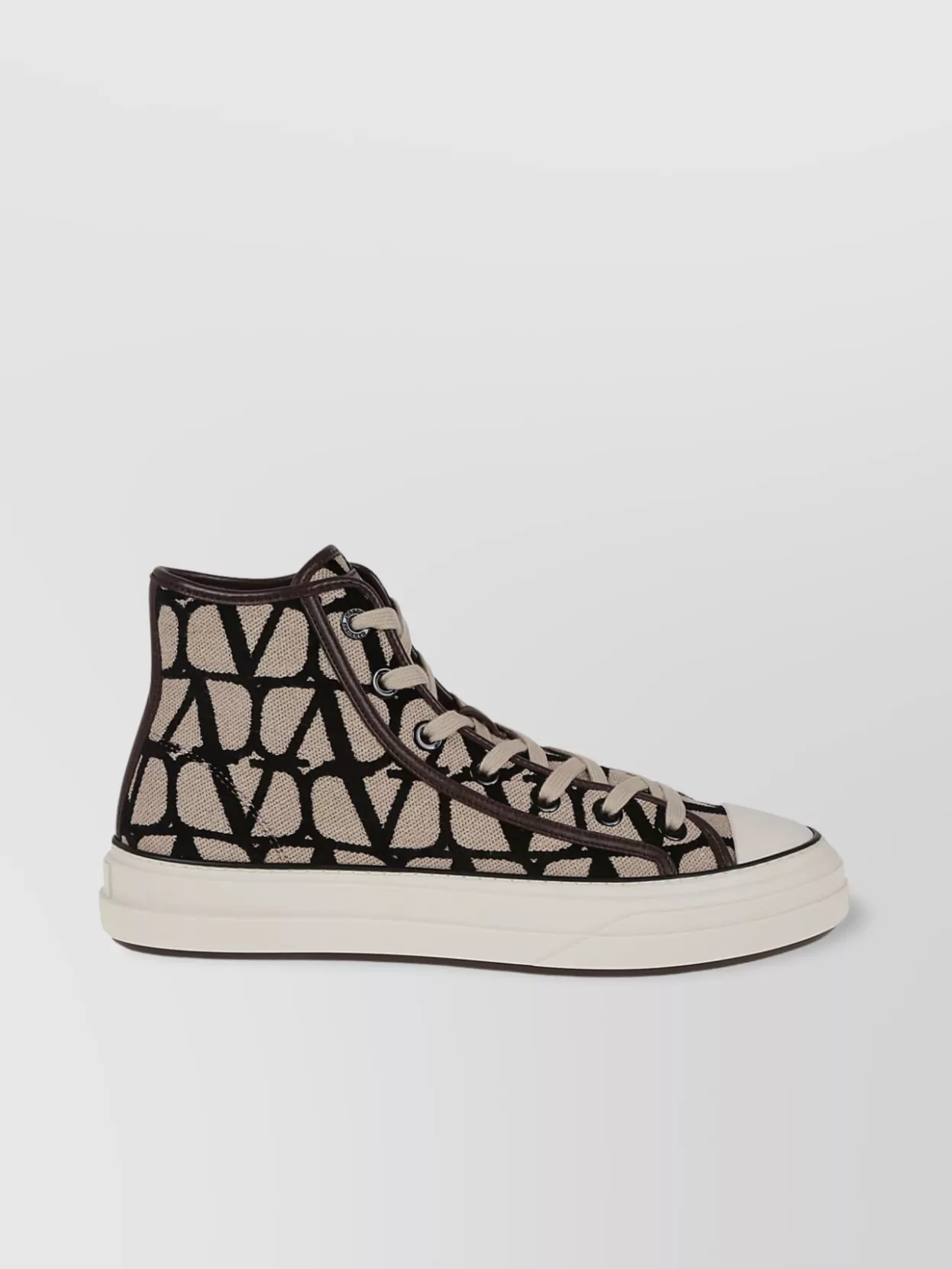 Shop Valentino Iconic Patterned Canvas High-top Sneaker In White